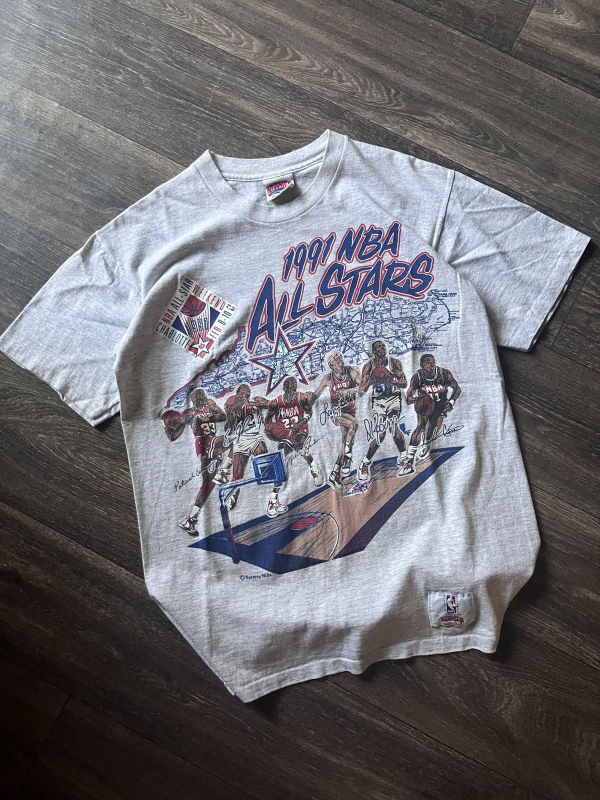NBA × Nutmeg × Vintage Vintage 1991 Charlotte NBA All Stars T-Shirt Size US M / EU 48-50 / 2 - 1 Thumbnail