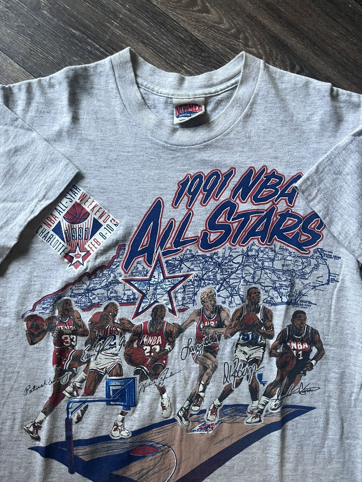 NBA × Nutmeg × Vintage Vintage 1991 Charlotte NBA All Stars T-Shirt Size US M / EU 48-50 / 2 - 3 Thumbnail
