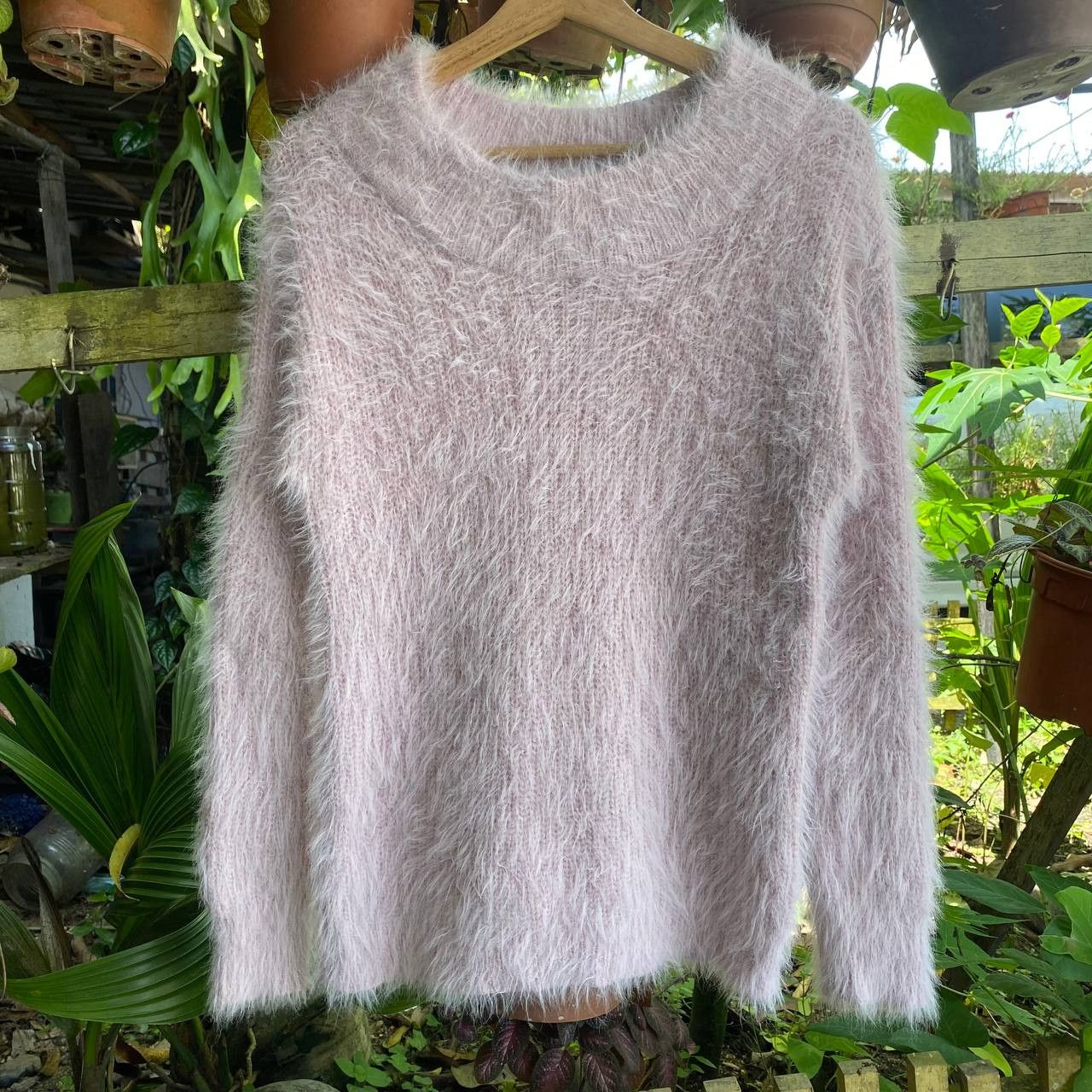 image of Aran Isles Knitwear x Homespun Knitwear Vintage Grove Japanese Mohair Style Fuzzy Crewneck Sweater 
