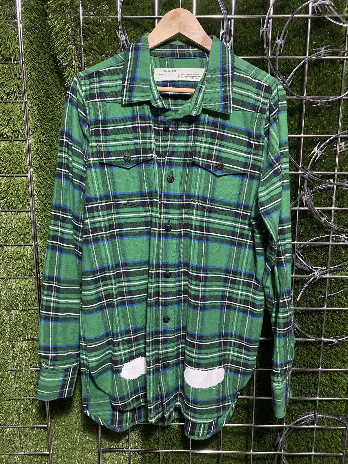 Off-White Rare Off White Green Spray Flannel Size US XXS / EU 40 - 1 Thumbnail