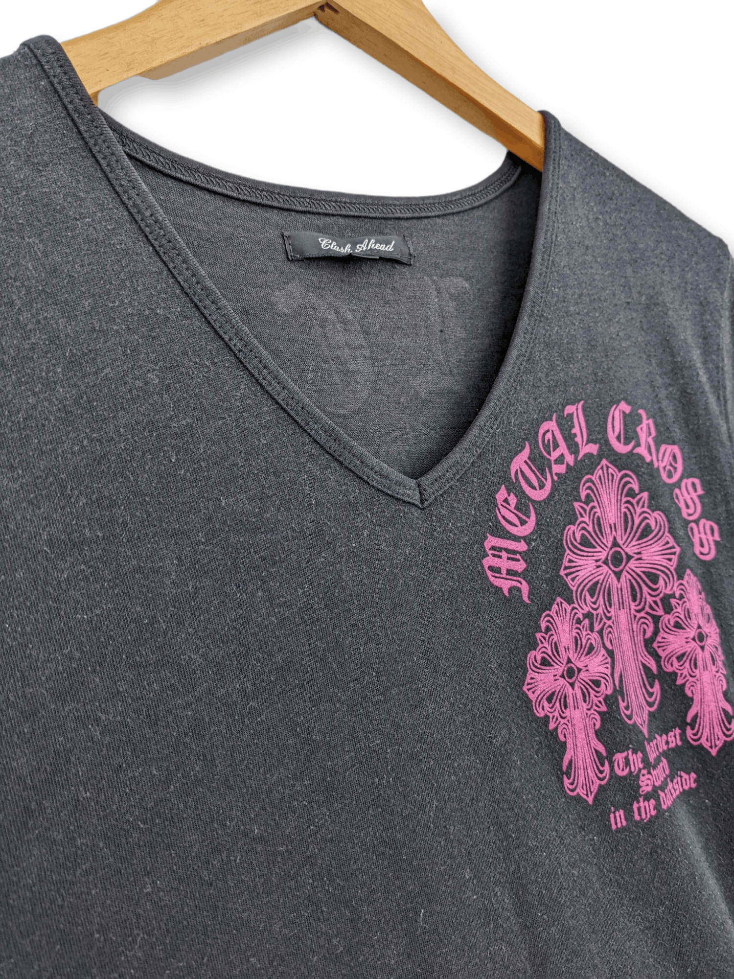 Chrome Hearts Inspired Metal Cross V Neck T-shirt