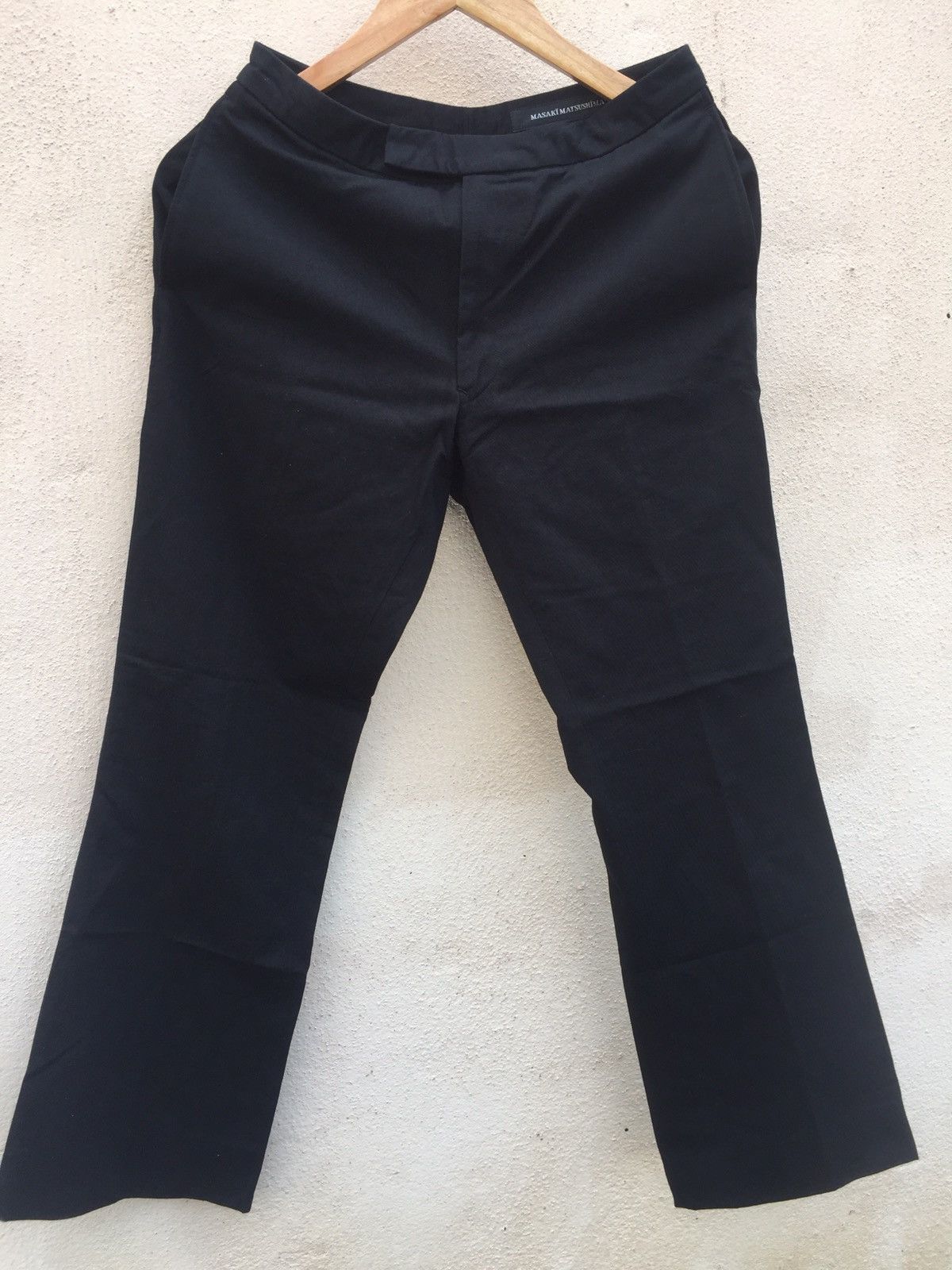 image of Masaki Matsushima Flare Cotton Chinos Pants in Black, Men's (Size 27)