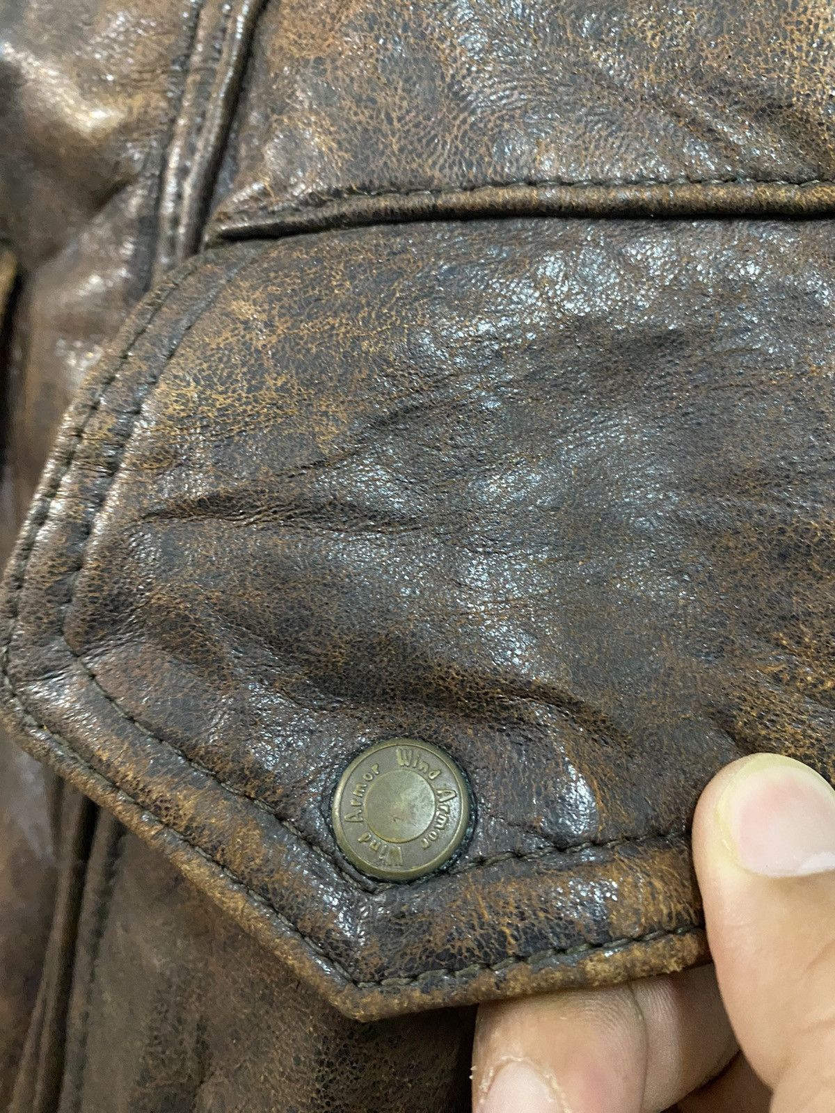 Vintage 🔥Vintage🔥 Distressed Wind Armor Leather Jacket Size US L / EU 52-54 / 3 - 7 Thumbnail