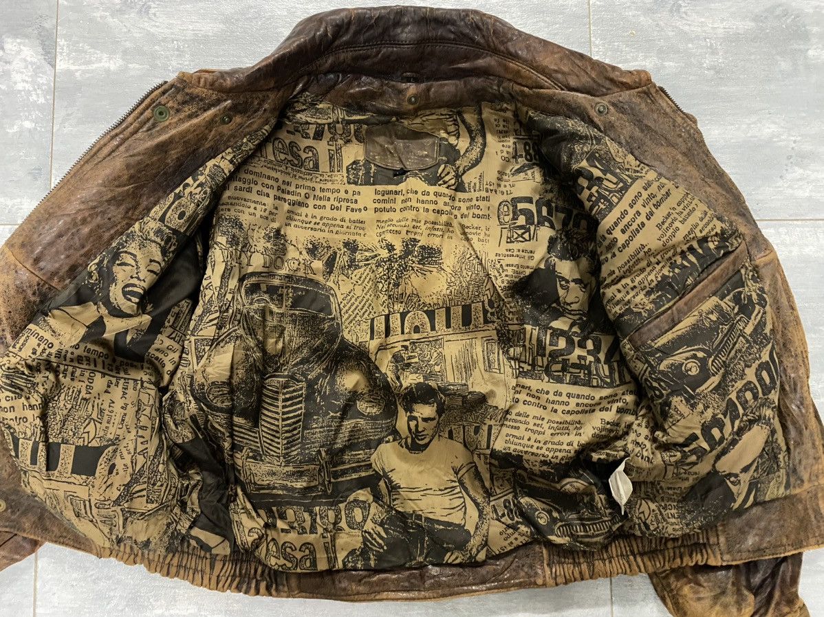 Vintage 🔥Vintage🔥 Distressed Wind Armor Leather Jacket Size US L / EU 52-54 / 3 - 9 Thumbnail