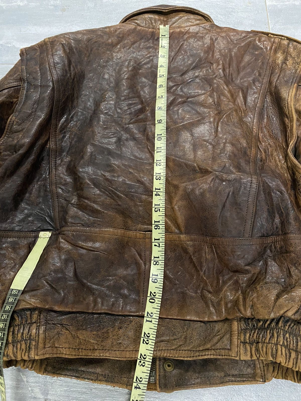 Vintage 🔥Vintage🔥 Distressed Wind Armor Leather Jacket Size US L / EU 52-54 / 3 - 18 Thumbnail