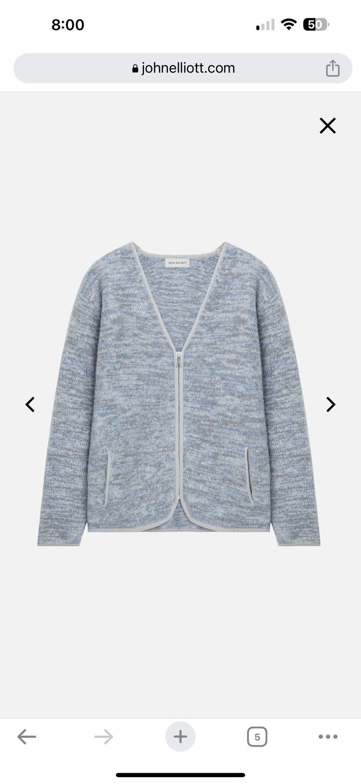 John Elliott John Elliott - Andres Fullzip Cardigan - in Glacier (2/M) Size US M / EU 48-50 / 2 - 13 Thumbnail