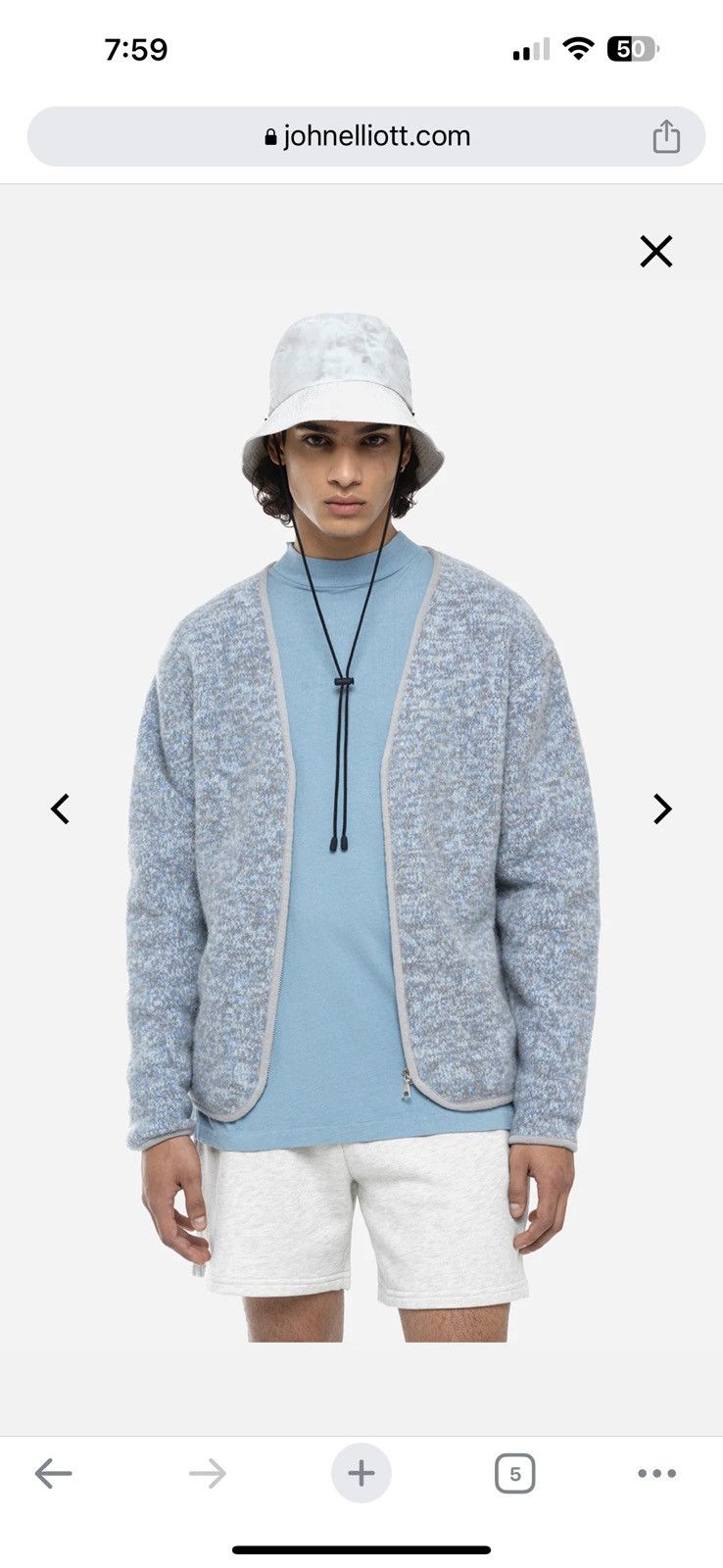 John Elliott John Elliott - Andres Fullzip Cardigan - in Glacier (2/M) Size US M / EU 48-50 / 2 - 6 Thumbnail