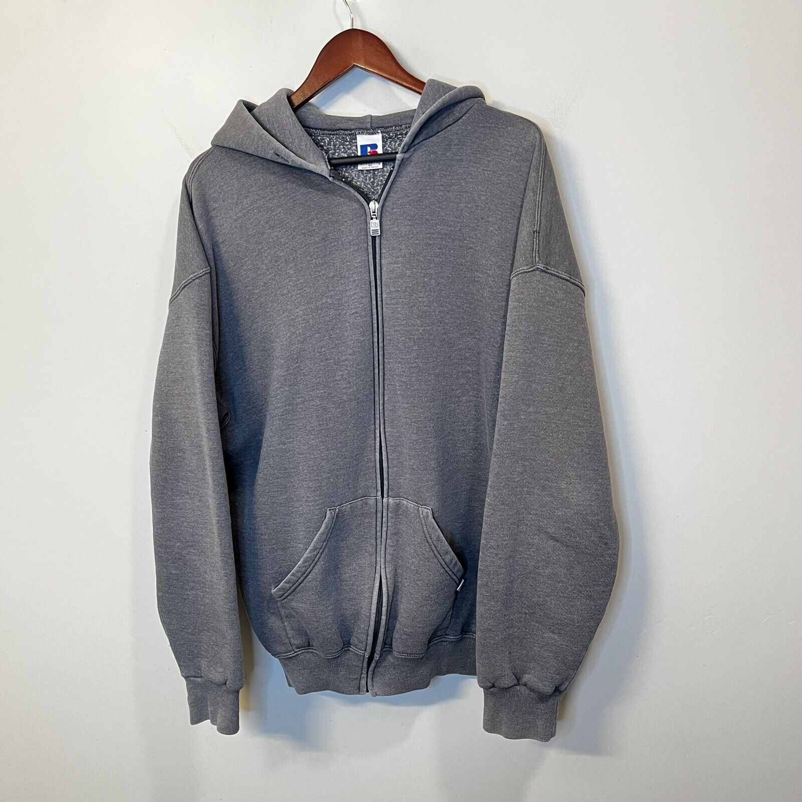 Vintage Vintage 90s Russell Athletic Full Zip Hoodie Sweatshirt Gray