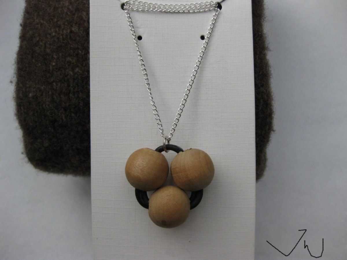 Handmade 3 Wood Beads Chain Necklace Size ONE SIZE - 1 Thumbnail
