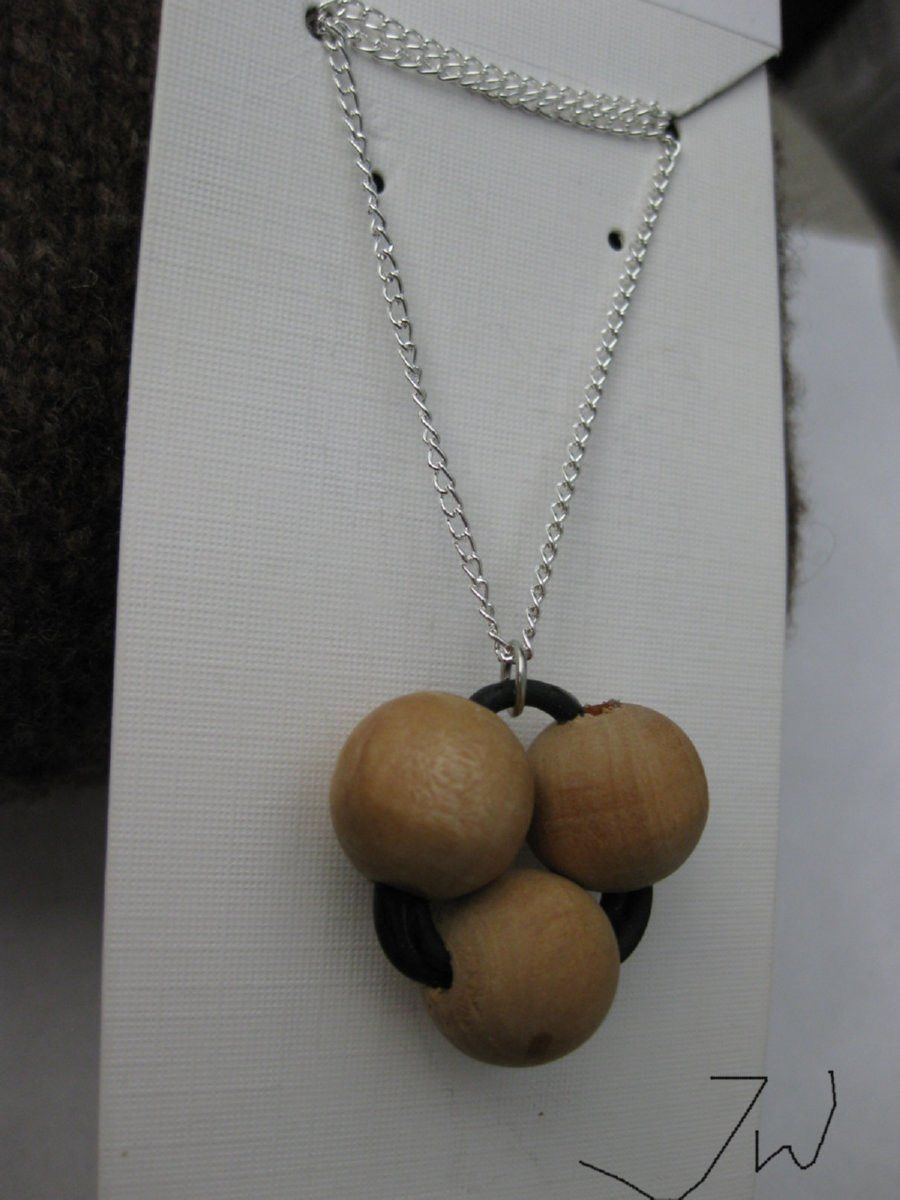 Handmade 3 Wood Beads Chain Necklace Size ONE SIZE - 3 Thumbnail