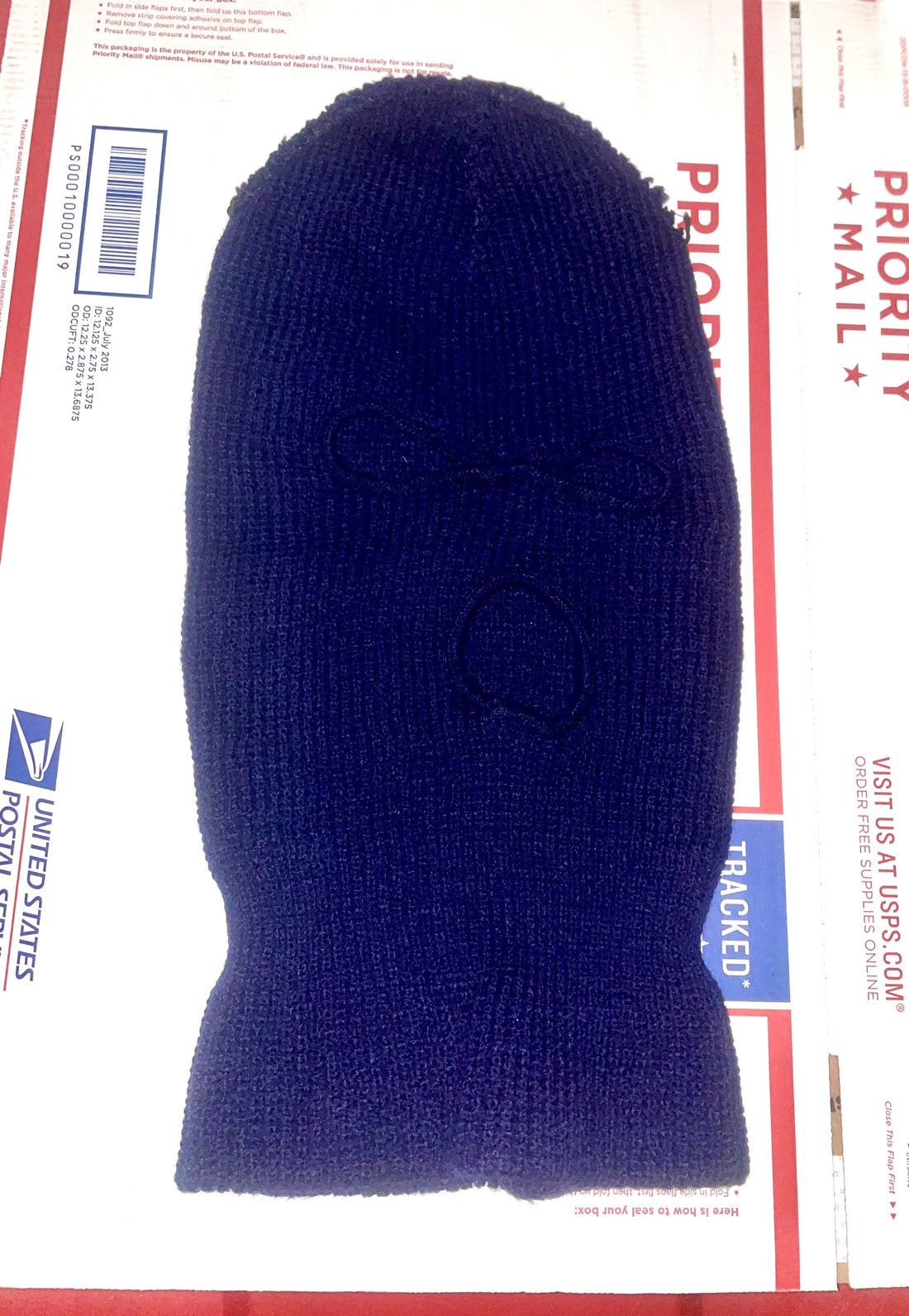 Vintage 3-hole Balaclava Face Cover Ski Mask 2-Layer Knit Stitch Cap Size ONE SIZE - 4 Thumbnail