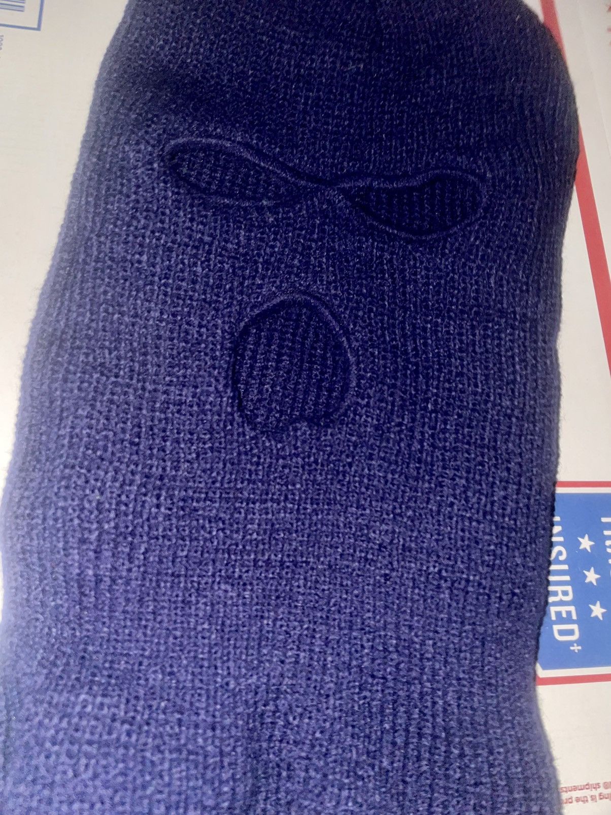 Vintage 3-hole Balaclava Face Cover Ski Mask 2-Layer Knit Stitch Cap Size ONE SIZE - 2 Thumbnail
