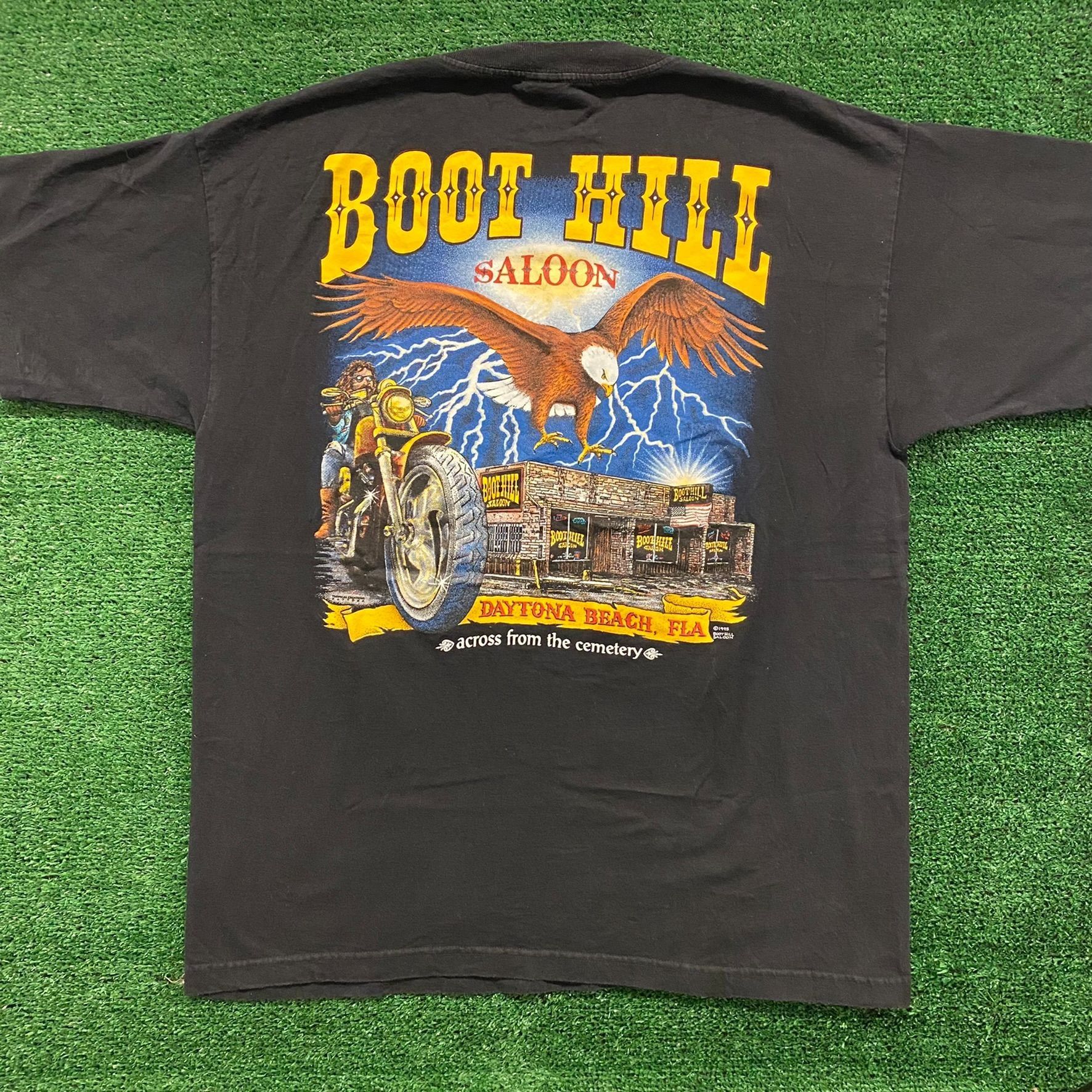 Vintage Boot Hill Saloon Vintage 90s Biker T-Shirt Size US XL / EU 56 / 4 - 4 Thumbnail