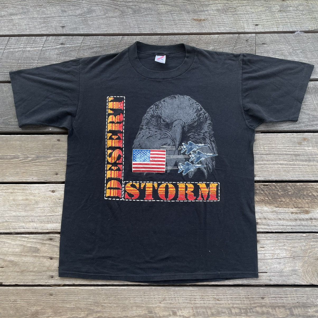 Jerzees × Vintage Vintage 90s Operation Desert Storm Military T Shirt Size US XL / EU 56 / 4 - 1 Thumbnail