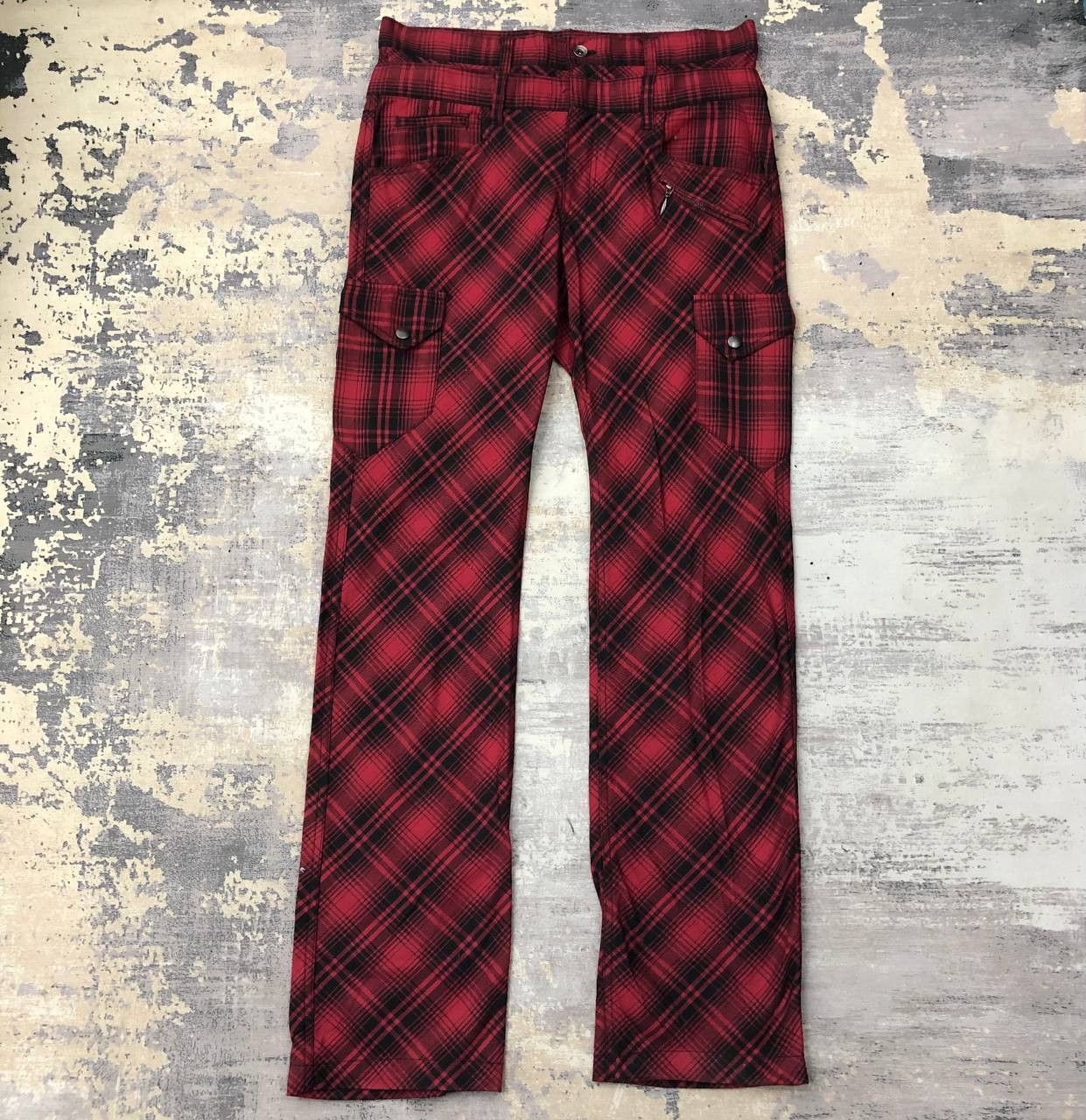 Japanese Brand × Seditionaries P292 DOUBLE FOCUS TARTAN FLARED DOUBLE WAIST CARGO PANTS Size US 34 / EU 50 - 1 Thumbnail