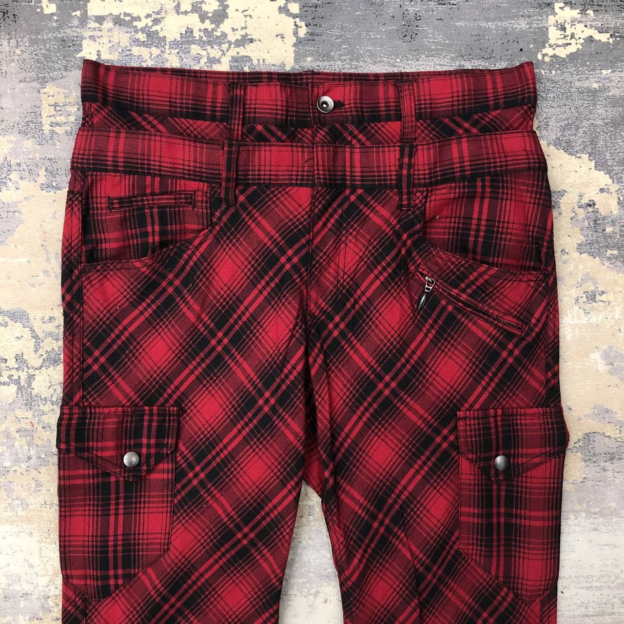 Japanese Brand × Seditionaries P292 DOUBLE FOCUS TARTAN FLARED DOUBLE WAIST CARGO PANTS Size US 34 / EU 50 - 3 Thumbnail