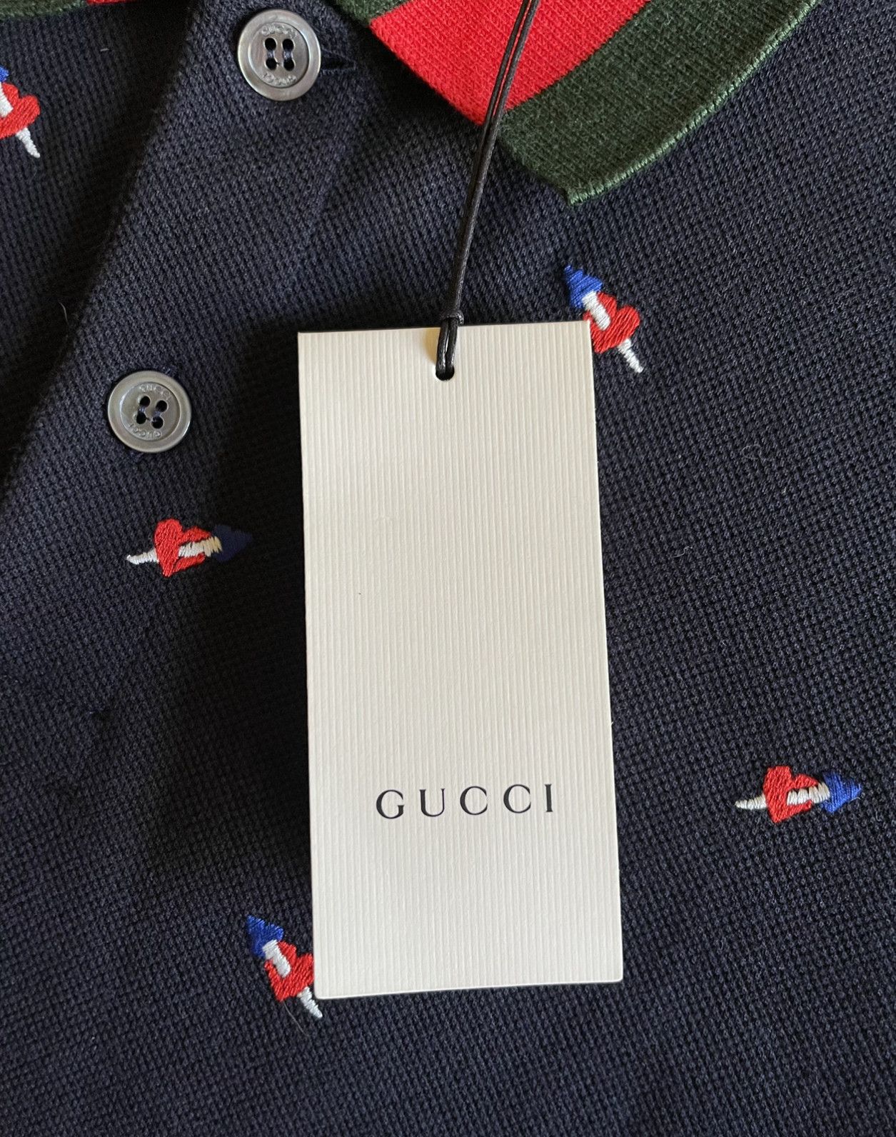 Gucci EMBROIDERED HEART POLO PIERCED HEARTS Size US L / EU 52-54 / 3 - 10 Thumbnail