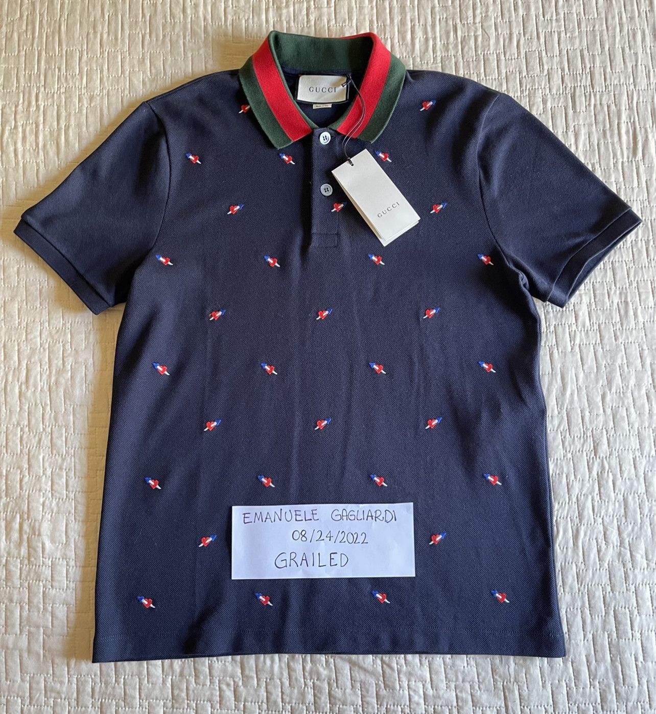 Gucci EMBROIDERED HEART POLO PIERCED HEARTS Size US L / EU 52-54 / 3 - 6 Thumbnail