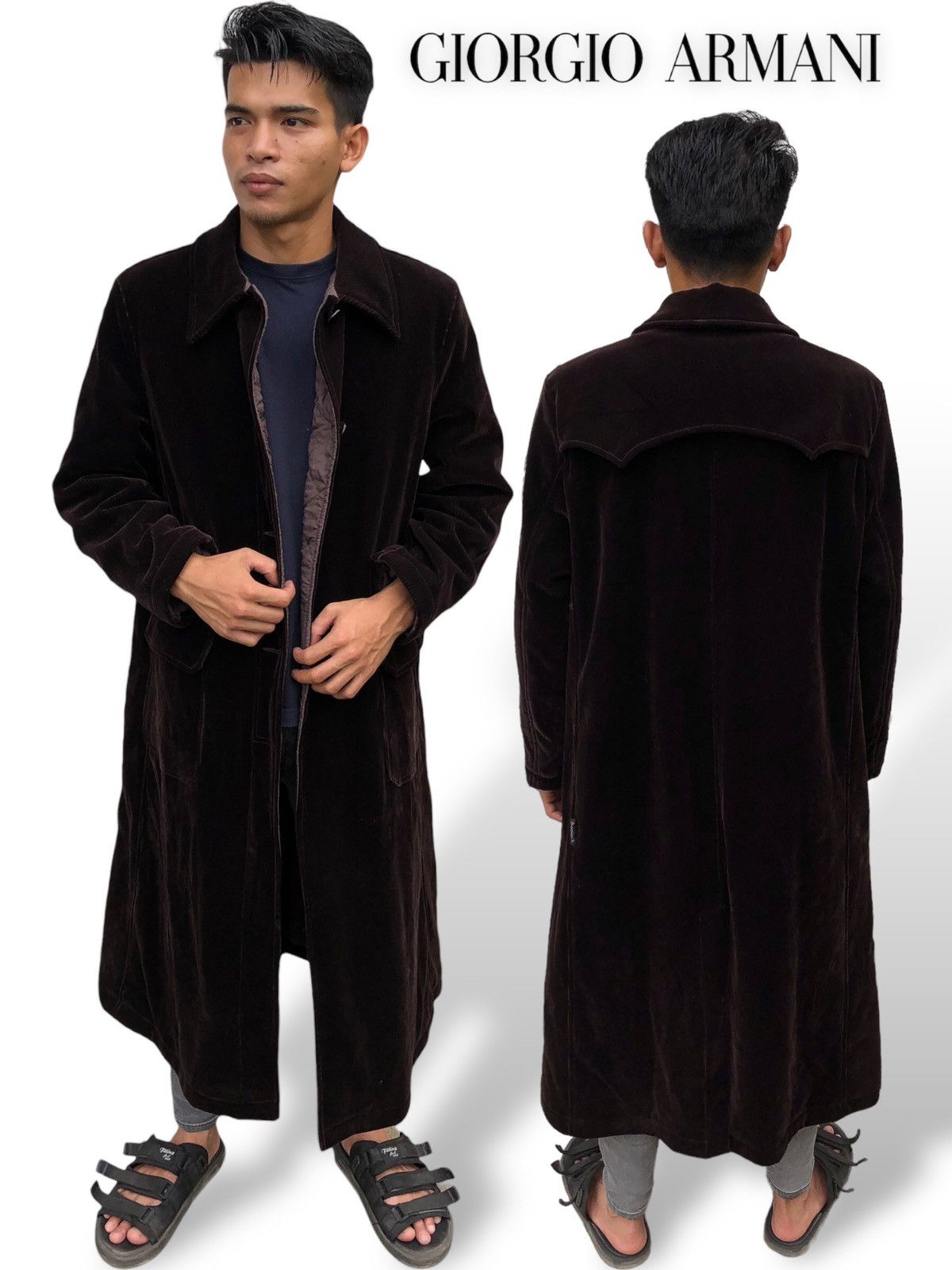 Giorgio Armani 🔥VINTAGE GIORGIO ARMANI ITALY VELVET OVER COAT/JACKET Size US M / EU 48-50 / 2 - 1 Thumbnail
