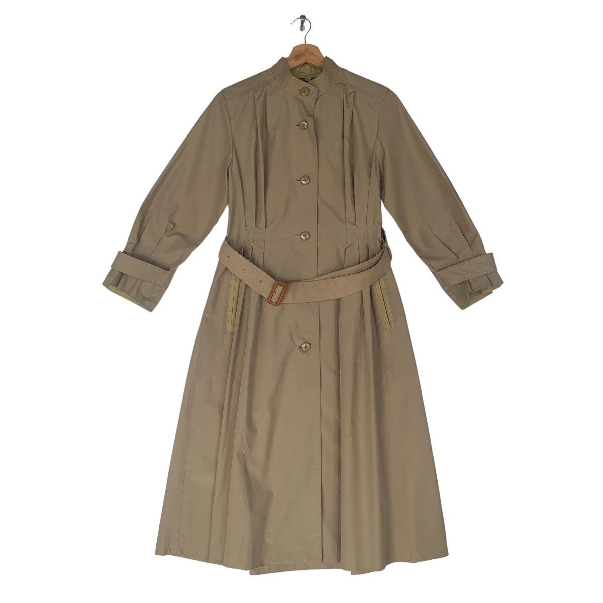 image of Thierry Mugler Trench Coat Long Jacket in Beige, Women's (Size Medium)