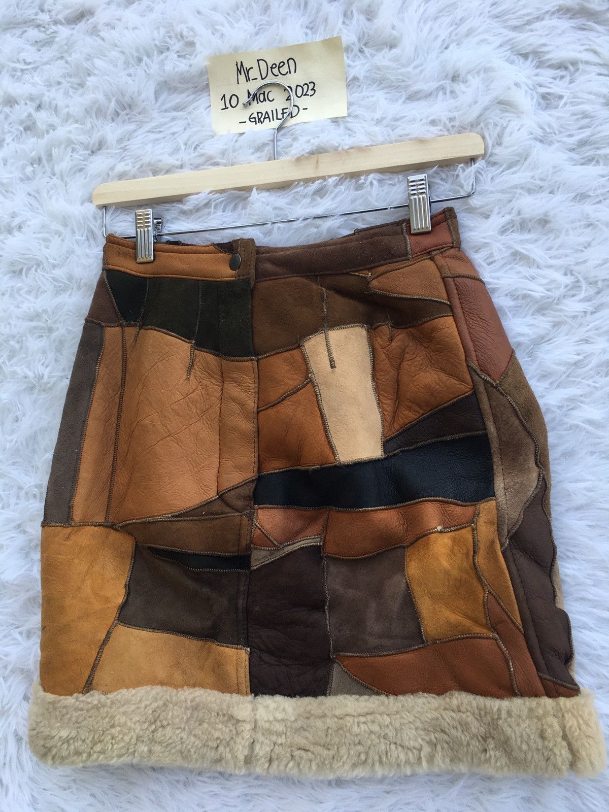 Leather Rare Vintage Leather Furr Skirt Size 24" / US 00 / IT 34 - 3 Thumbnail
