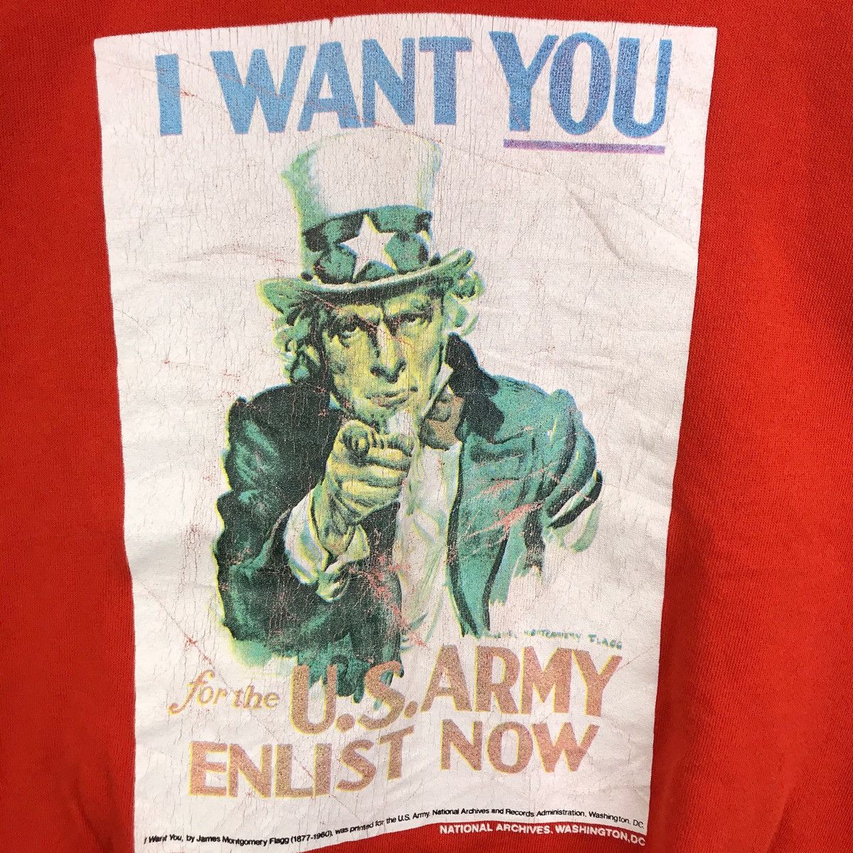 Vintage Vintage 90s I WANT YOU For The US Army Orange Sweatshirt Size US S / EU 44-46 / 1 - 4 Thumbnail