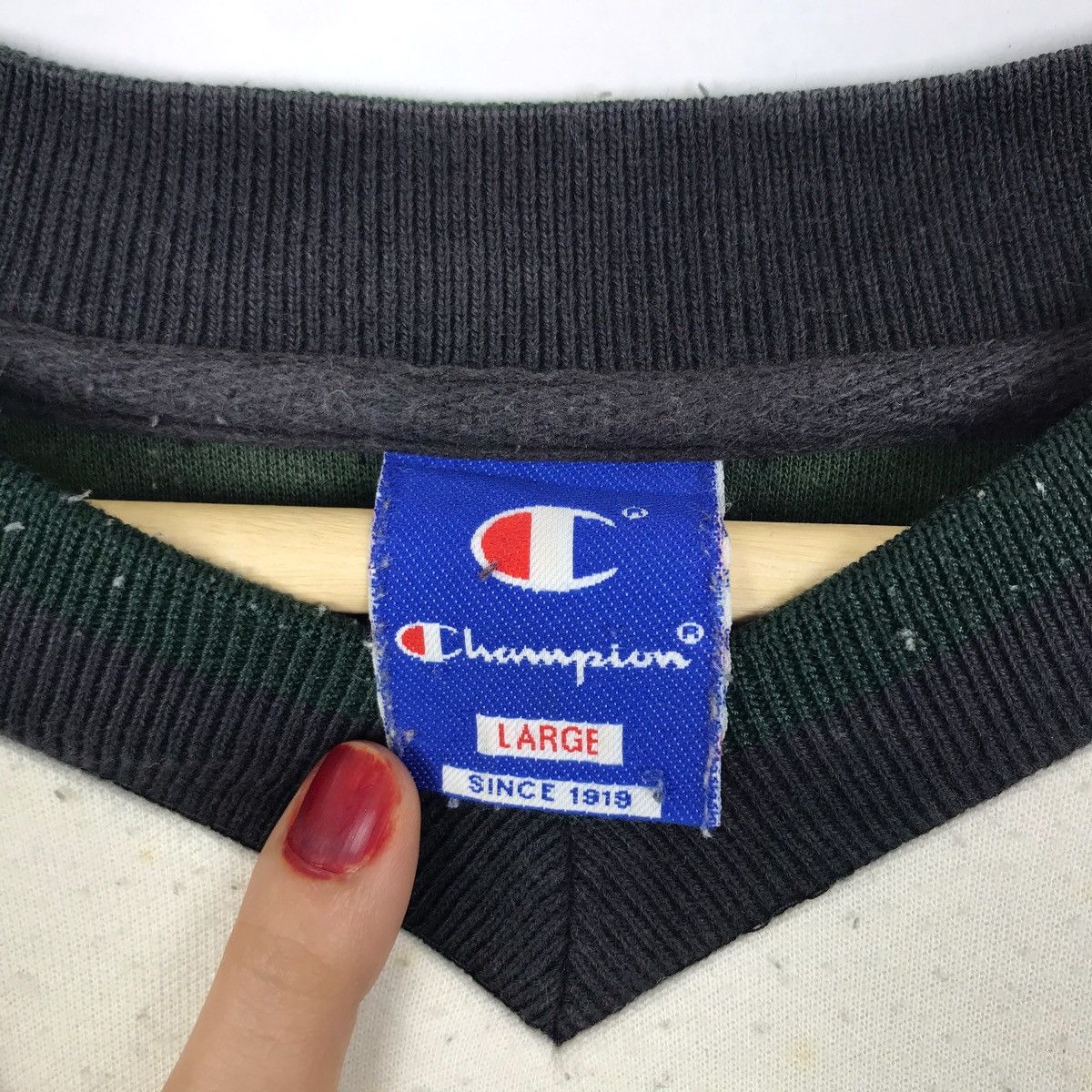 Champion Vintage 90s CHAMPION USA Raglan Green Sweatshirt Size US L / EU 52-54 / 3 - 4 Thumbnail