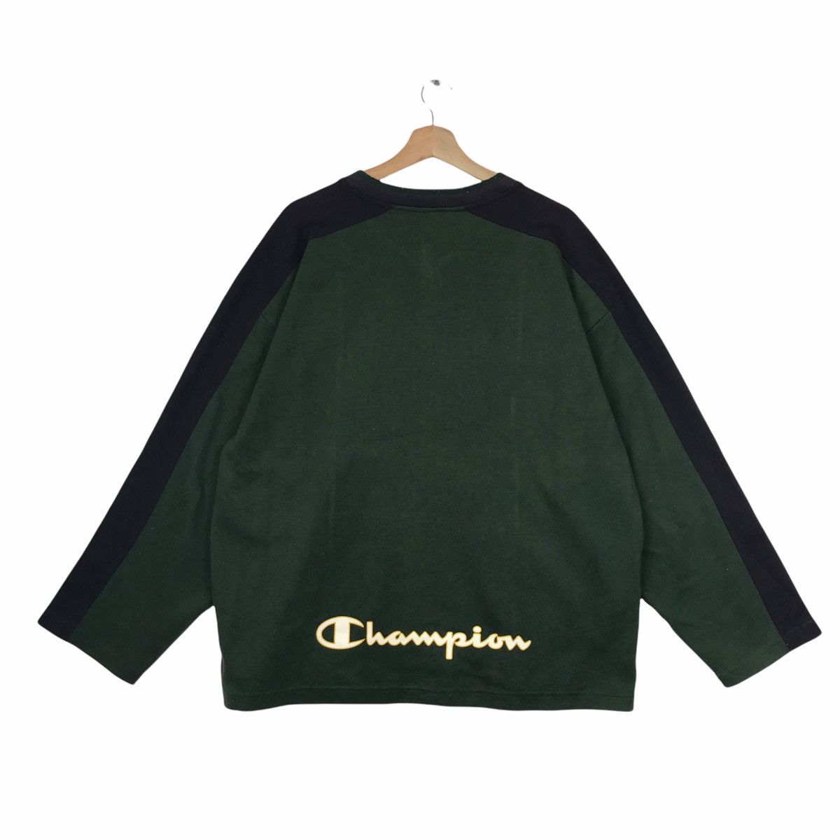 Champion Vintage 90s CHAMPION USA Raglan Green Sweatshirt Size US L / EU 52-54 / 3 - 2 Thumbnail