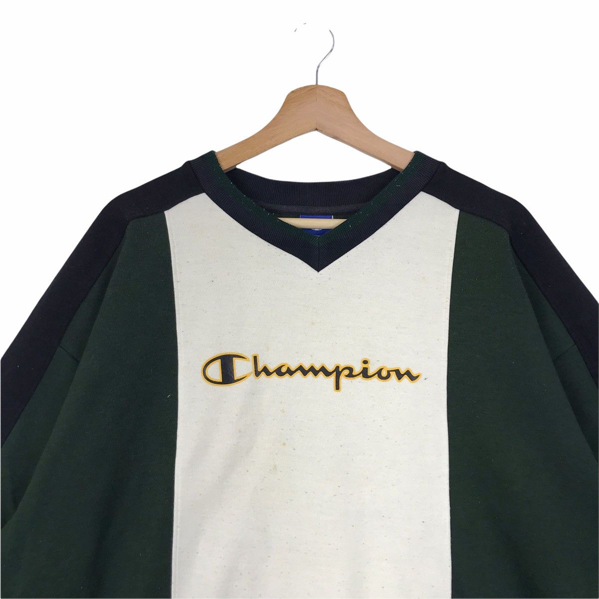 Champion Vintage 90s CHAMPION USA Raglan Green Sweatshirt Size US L / EU 52-54 / 3 - 3 Thumbnail