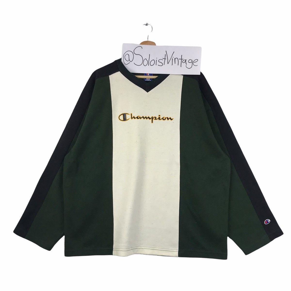 Champion Vintage 90s CHAMPION USA Raglan Green Sweatshirt Size US L / EU 52-54 / 3 - 1 Thumbnail