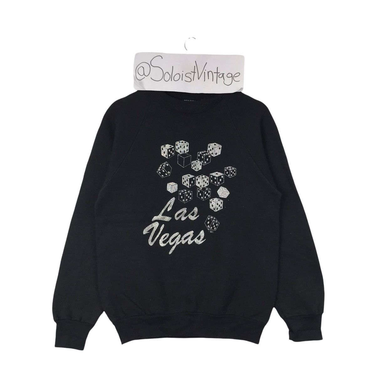 Vintage Vintage 90s LAS VEGAS CASINO Dice Black Sweatshirt Size US M / EU 48-50 / 2 - 1 Thumbnail