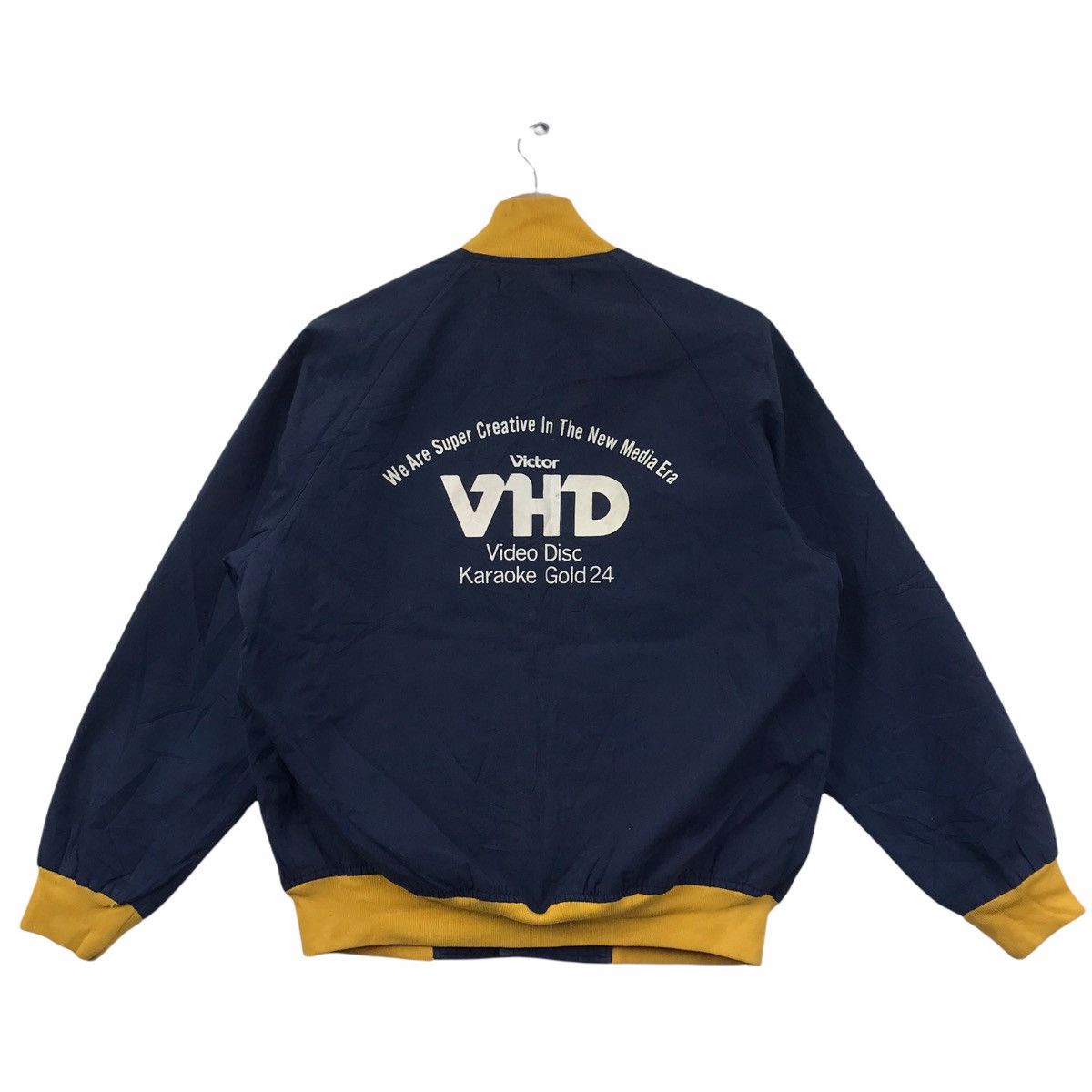 Vintage Vintage VICTOR VHD Video Disc Karaoke Gold 24 Bomber Jacket |  Grailed