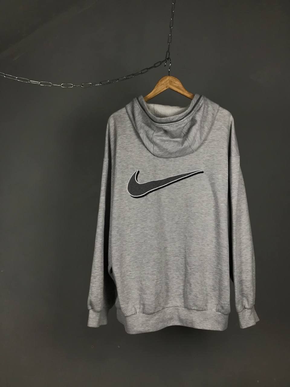 Nike Nike big swoosh streetwear vintage zip hoodie Size US XL / EU 56 / 4 - 2 Thumbnail