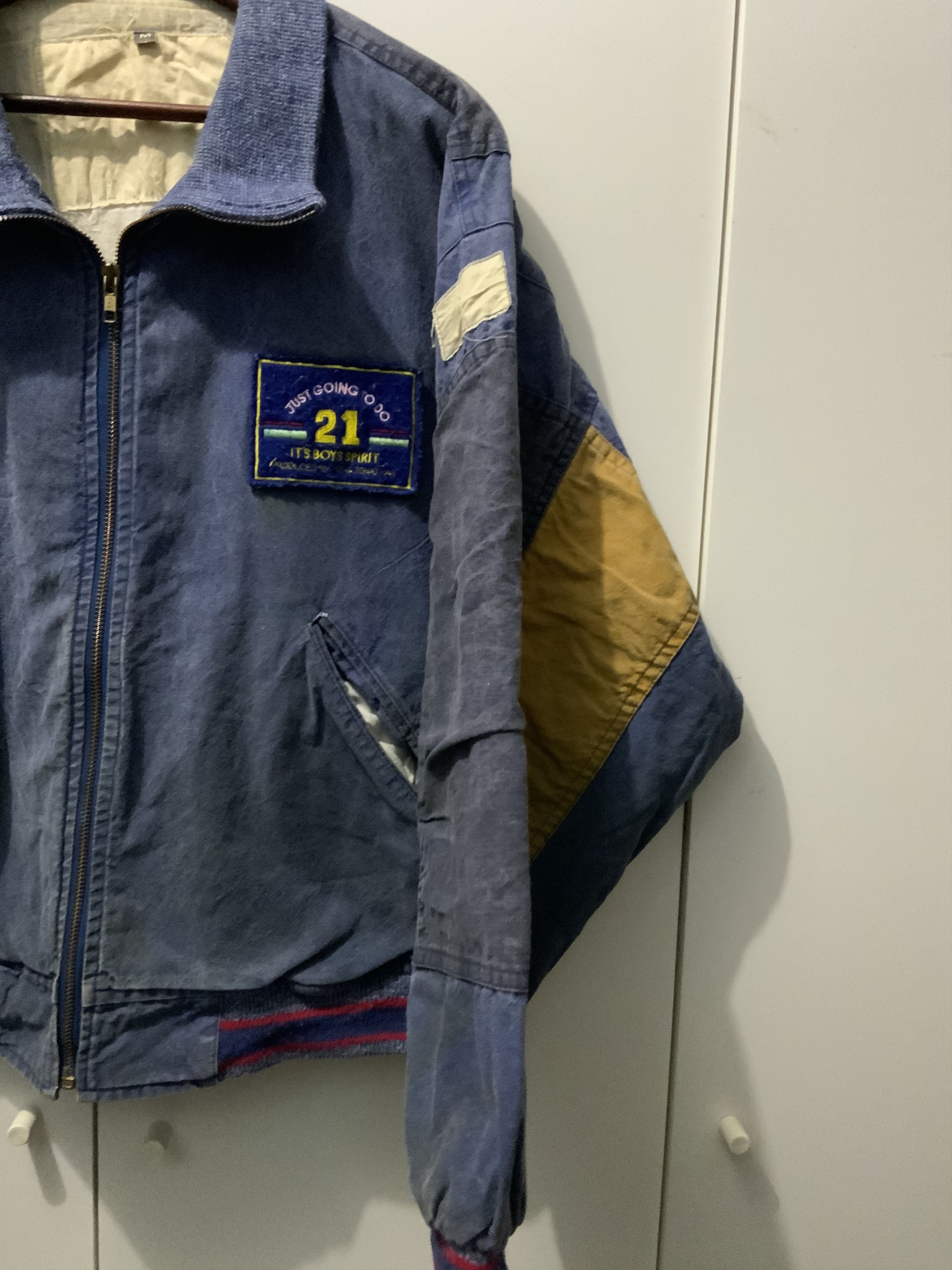 Japanese Brand Vintage Indigo Faded Patchwork Limited Pressing Bomber Size US M / EU 48-50 / 2 - 6 Thumbnail
