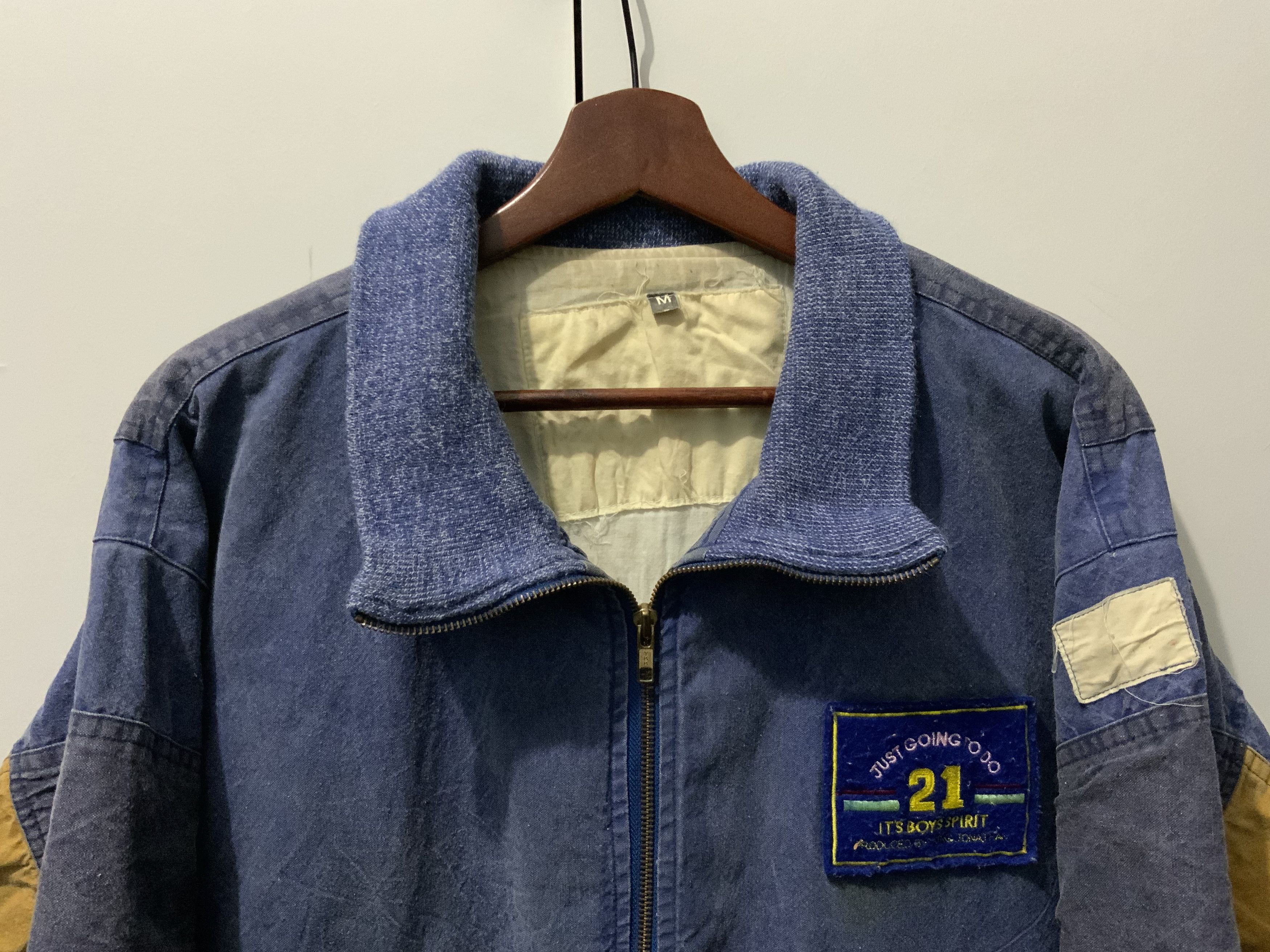 Japanese Brand Vintage Indigo Faded Patchwork Limited Pressing Bomber Size US M / EU 48-50 / 2 - 3 Thumbnail