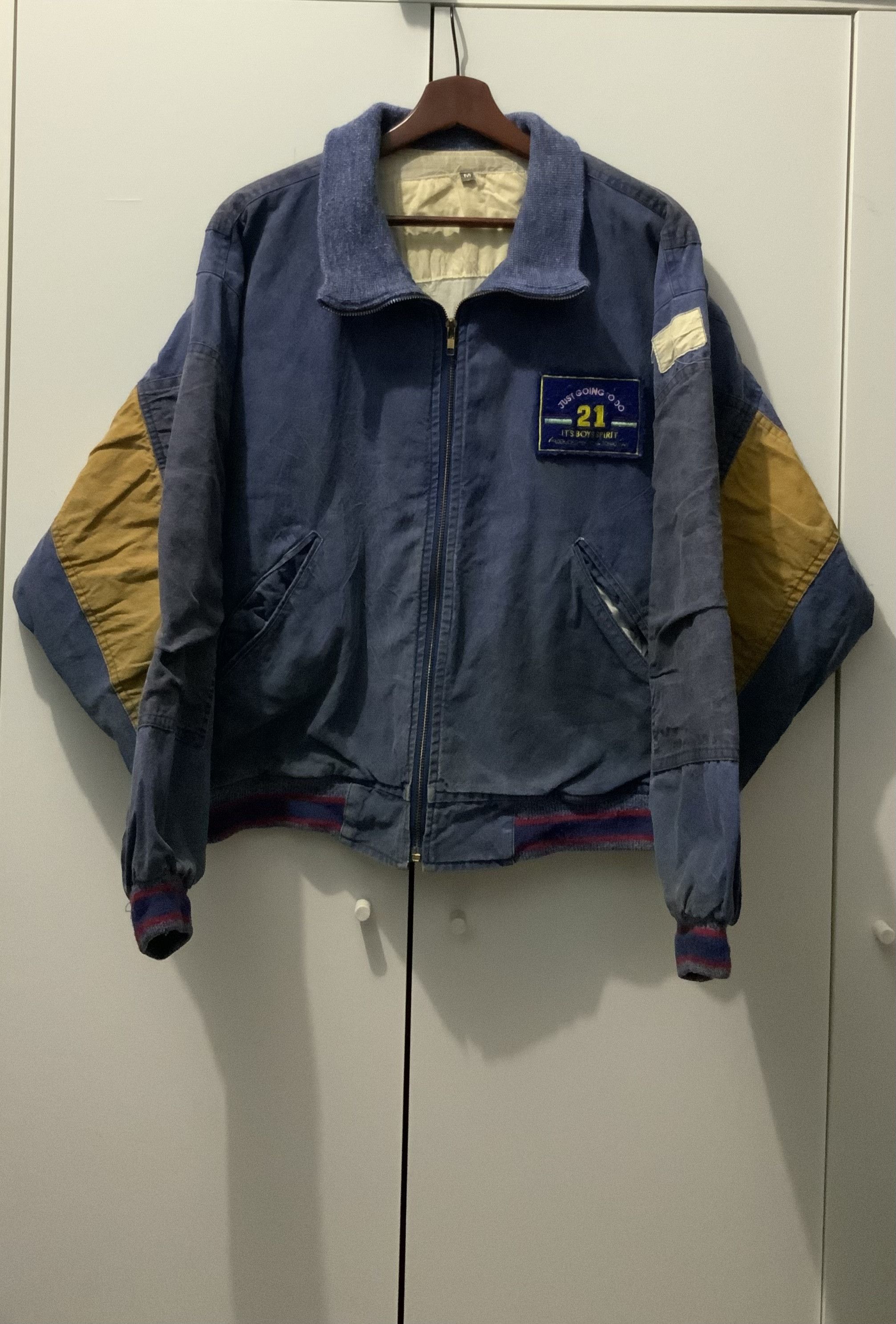 Japanese Brand Vintage Indigo Faded Patchwork Limited Pressing Bomber Size US M / EU 48-50 / 2 - 2 Thumbnail