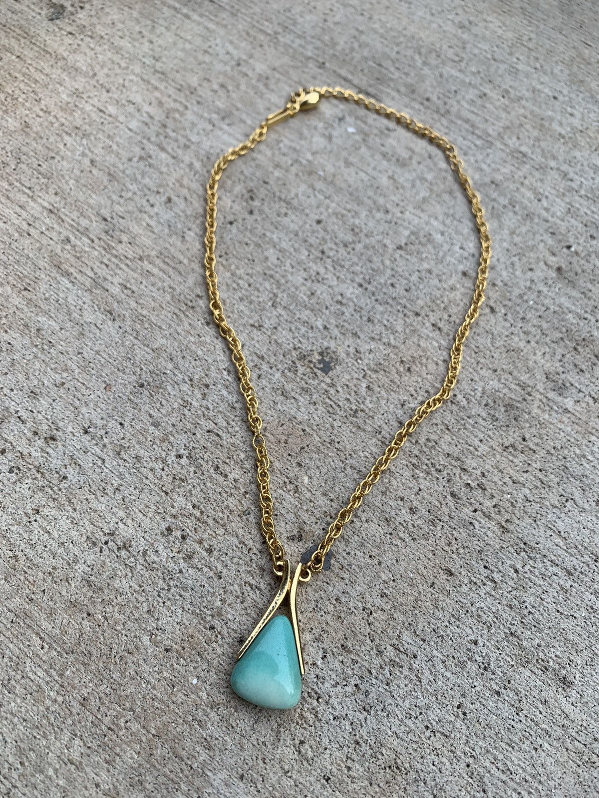 Jewelry × Vintage D'ORLAN NATURAL TURQUOISE WITH GOLD CHAIN NECKLACE Size ONE SIZE - 3 Thumbnail