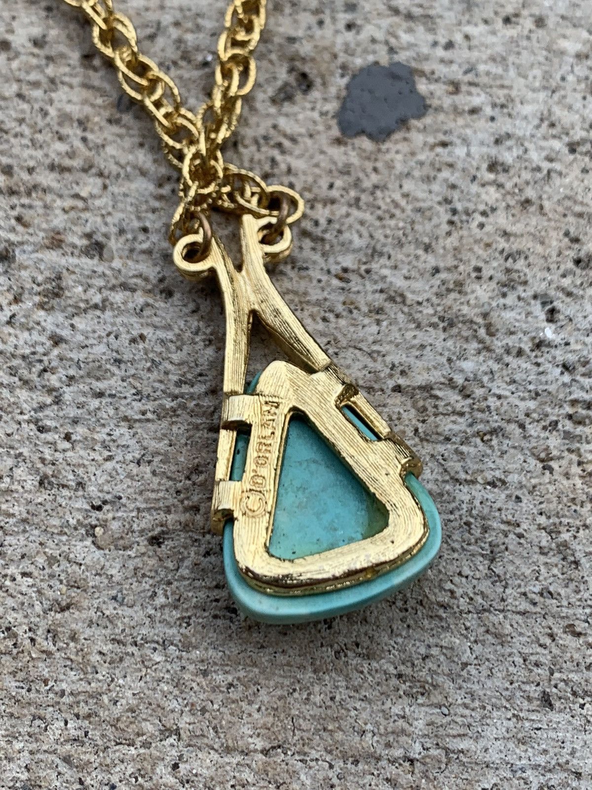 Jewelry × Vintage D'ORLAN NATURAL TURQUOISE WITH GOLD CHAIN NECKLACE Size ONE SIZE - 4 Thumbnail