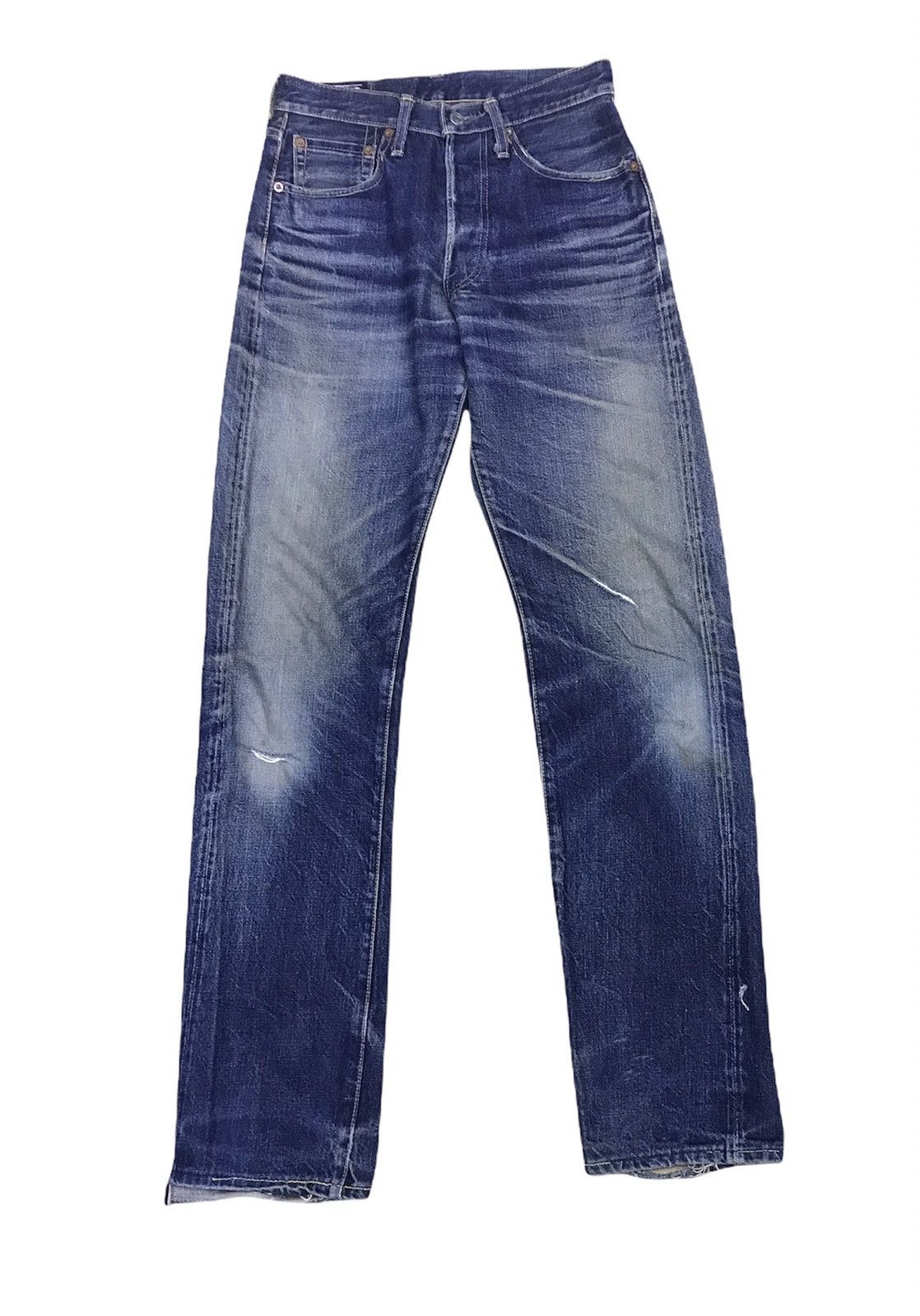 image of Mabo International Selvedge Jeans Distressed Denim in Blue Denim, Men's (Size 28)
