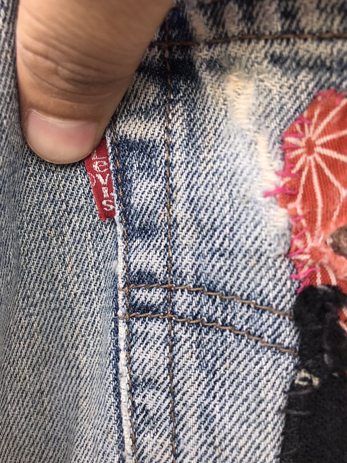 Levi's Vintage Clothing × Vintage Custom vintage Levi's patchwork and Distressed Denim Jeans Size US 32 / EU 48 - 10 Thumbnail