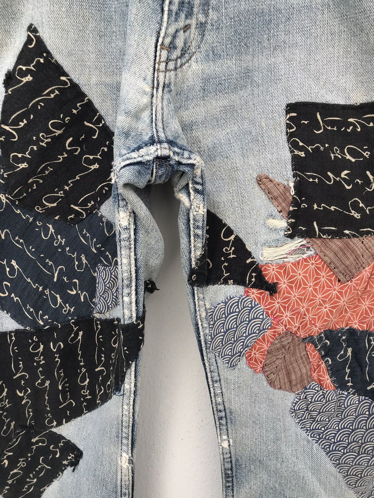 Levi's Vintage Clothing × Vintage Custom vintage Levi's patchwork and Distressed Denim Jeans Size US 32 / EU 48 - 4 Thumbnail
