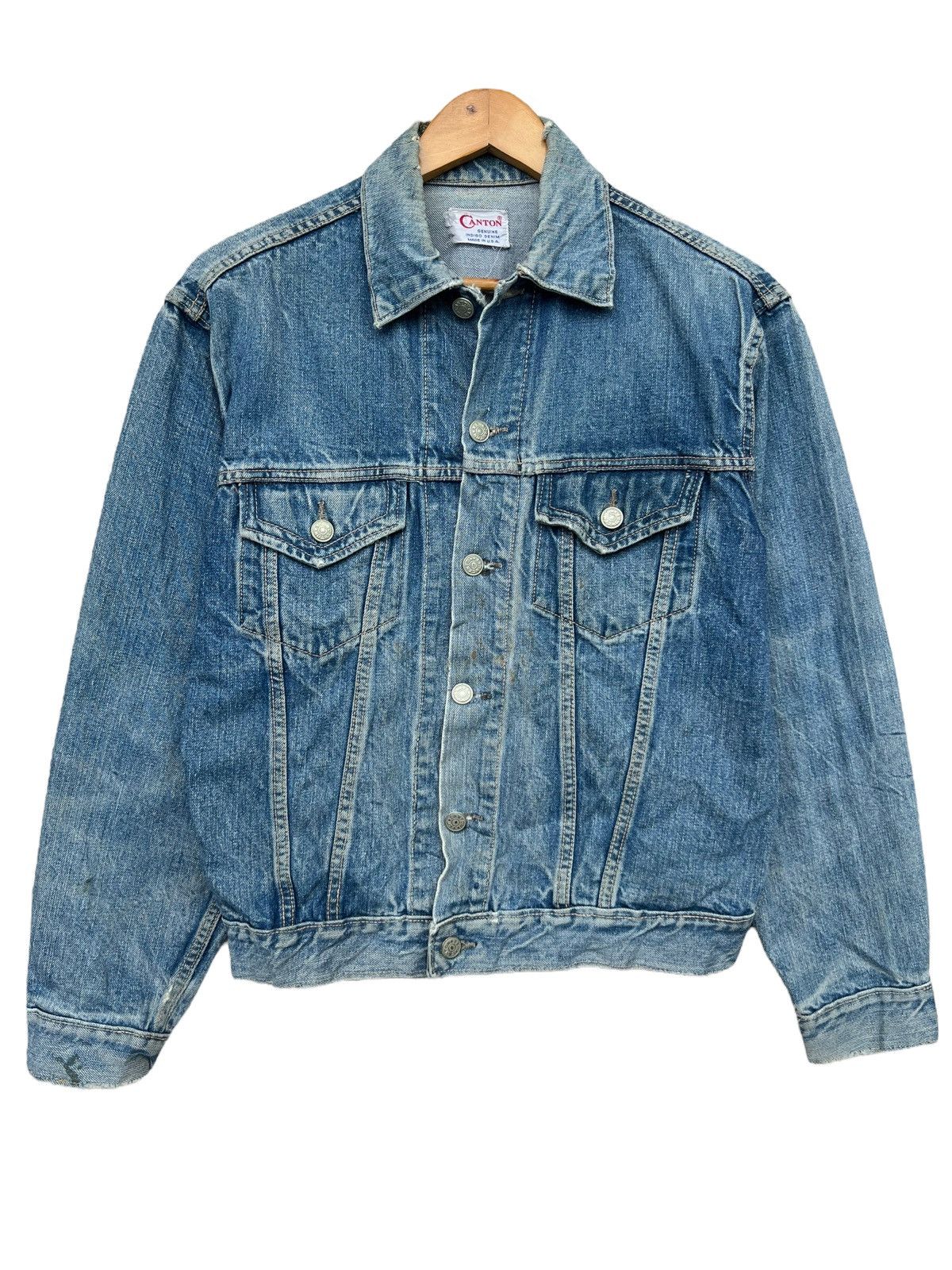 image of Archival Clothing x Distressed Denim Vintage 70's Canton Denim Jacket Distressed Denim Jacket in Fa