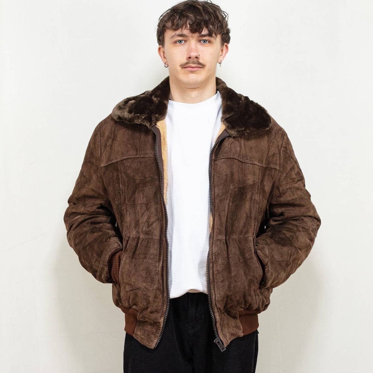 Vintage Vintage 70's Men Suede Bomber Jacket in Brown | Grailed