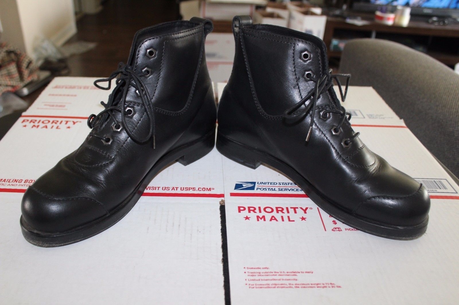 HELMUT LANG ARCHIVE MADE IN INTALY COMBAT BOOT BLACK LEATHER SIZE 41 EU / 8 US