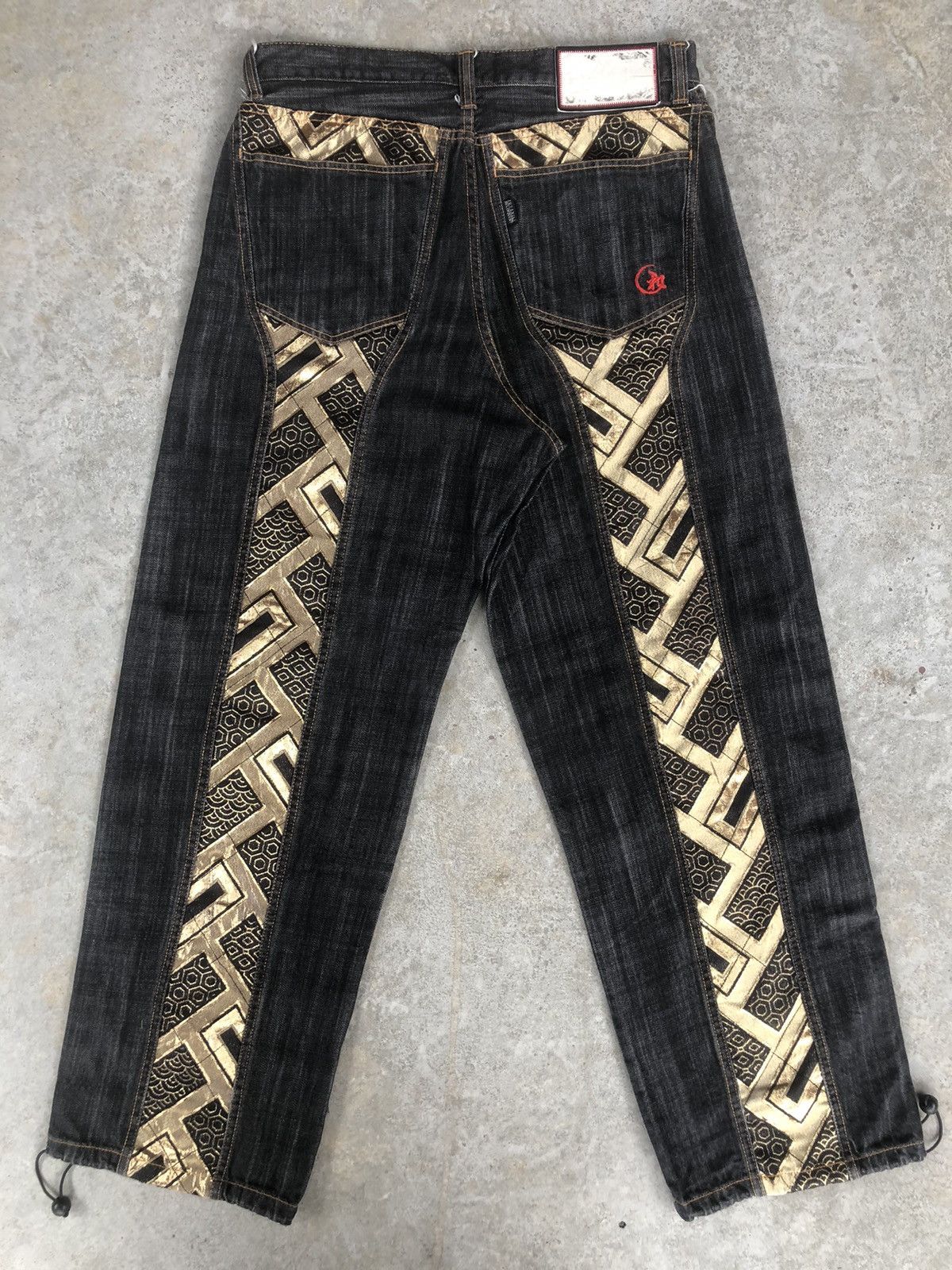 image of Distressed Denim Juvenile Delinquent Baggy Jeans Hip Hop in Black, Men's (Size 35)