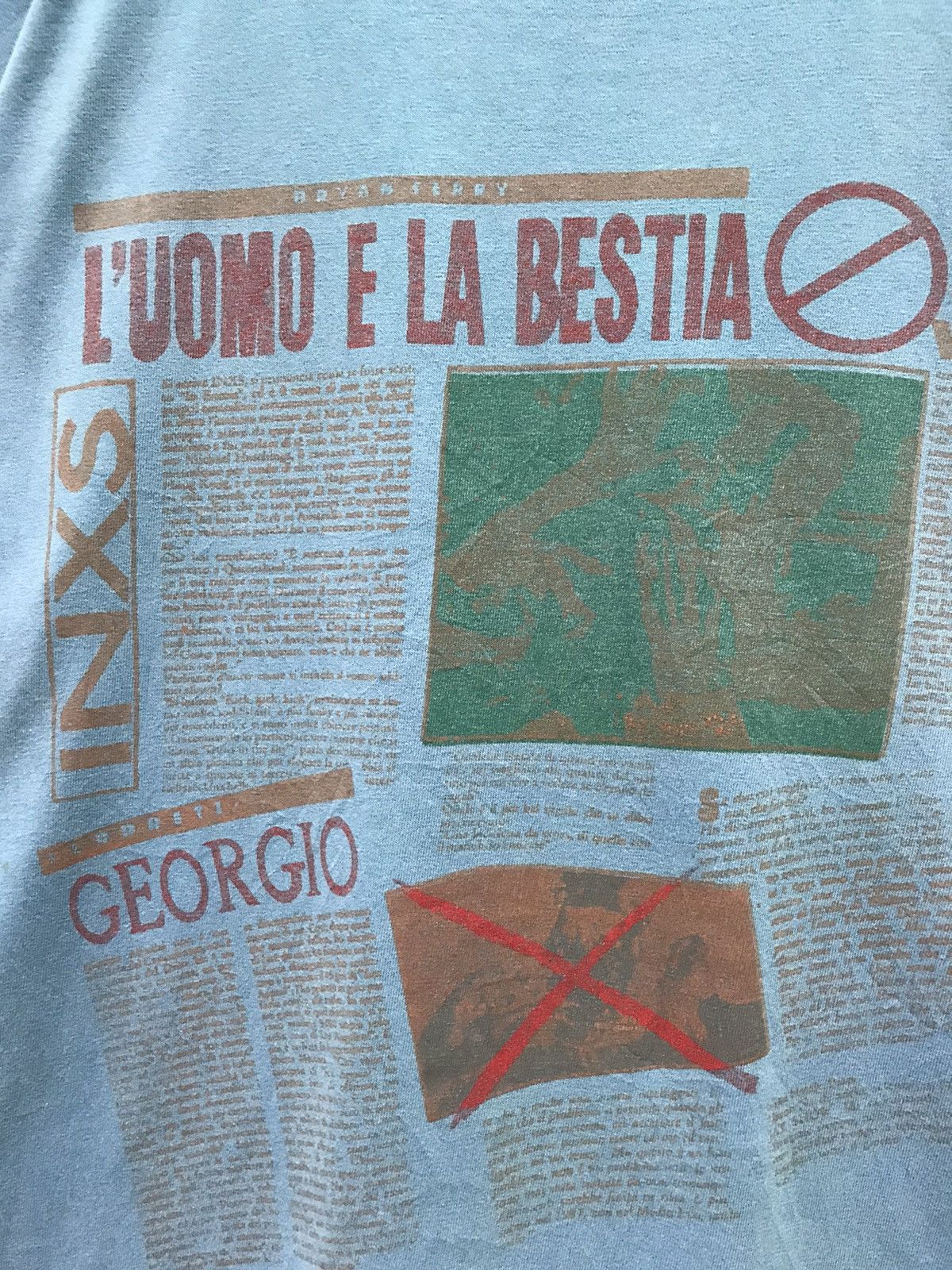 Vintage Vintage Rare Inxs Newspaper boxy cropped tee Size US XL / EU 56 / 4 - 7 Thumbnail