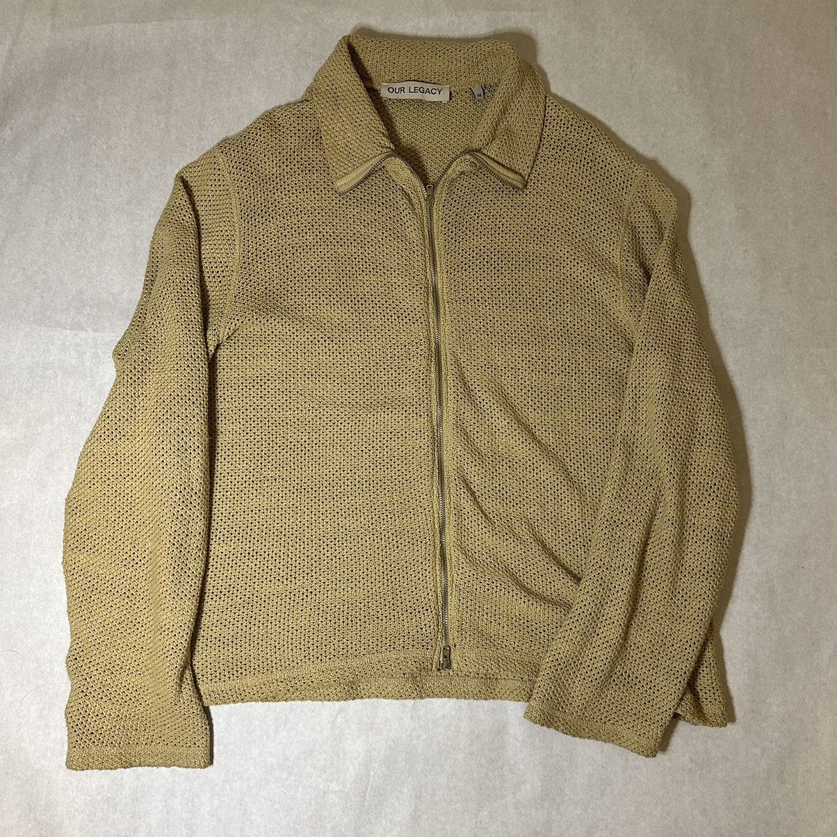 Our Legacy Our Legacy SHRUNKEN FULLZIP POLO - Beige Rope Weave