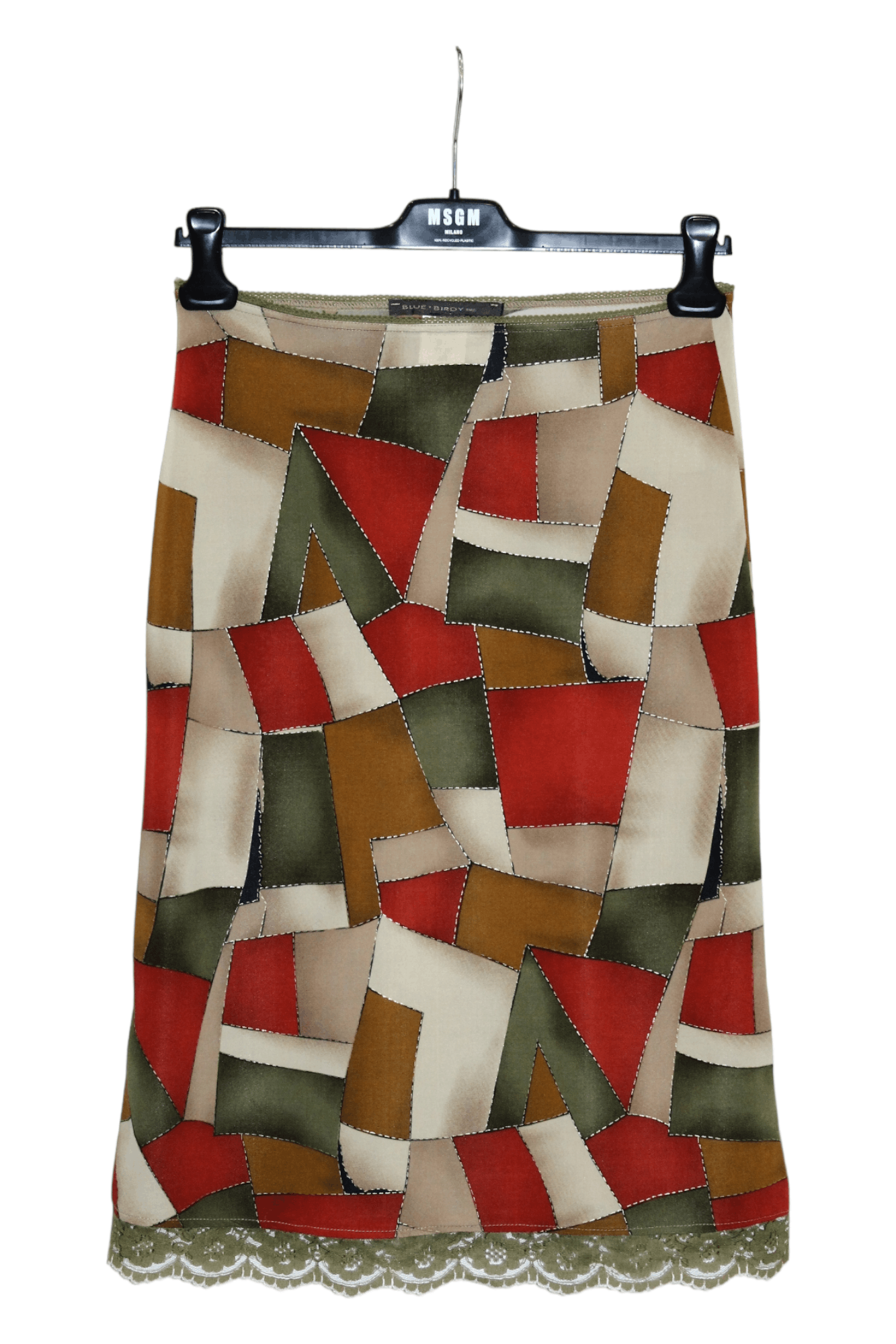 Vintage VTG 70s - 80s Blue Birdy Paris Patchwork Trapeze Skirt Size 29" - 1 Thumbnail