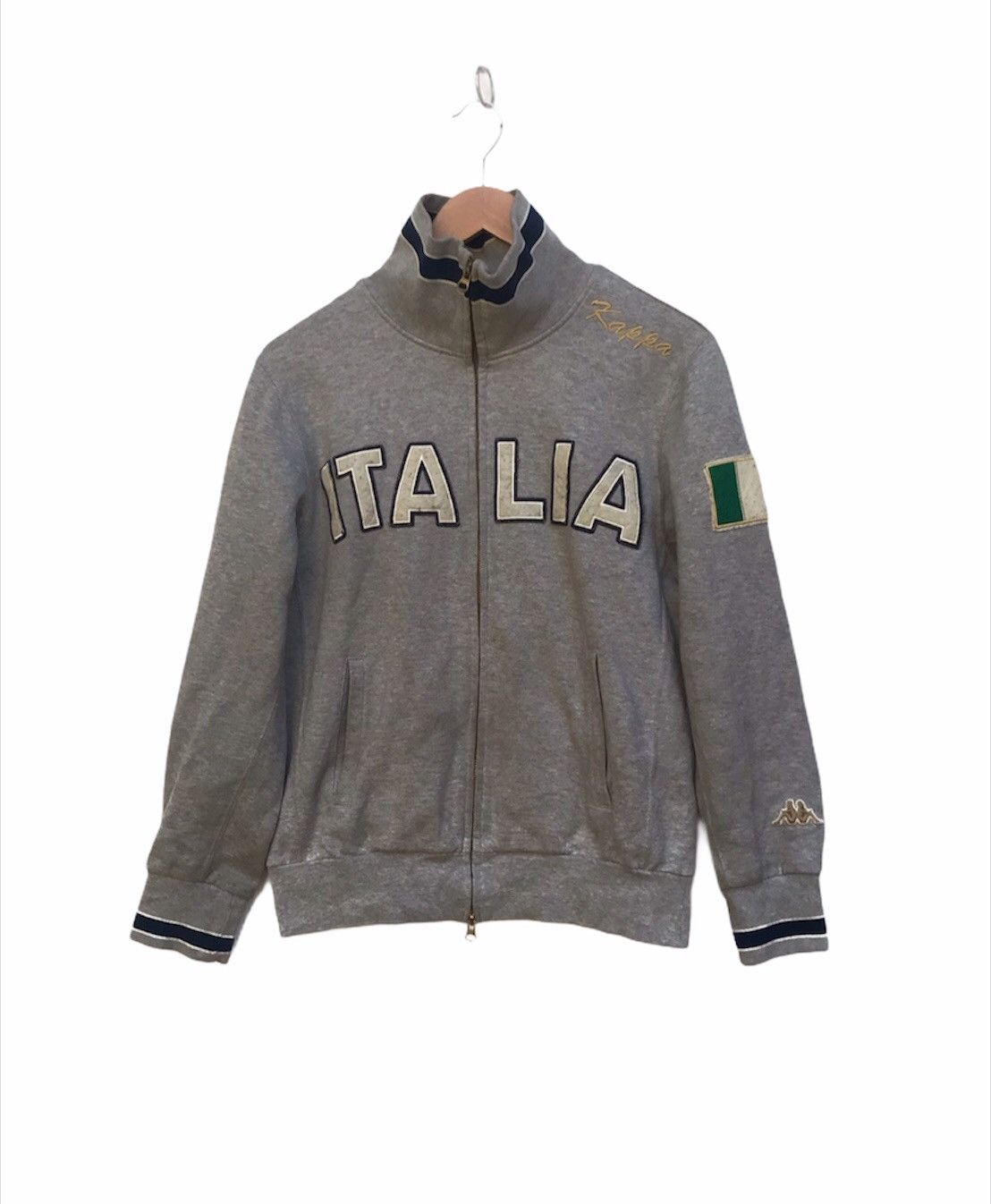 image of Kappa Italia Logo Zipper Jacket in Grey, Men's (Size Small)