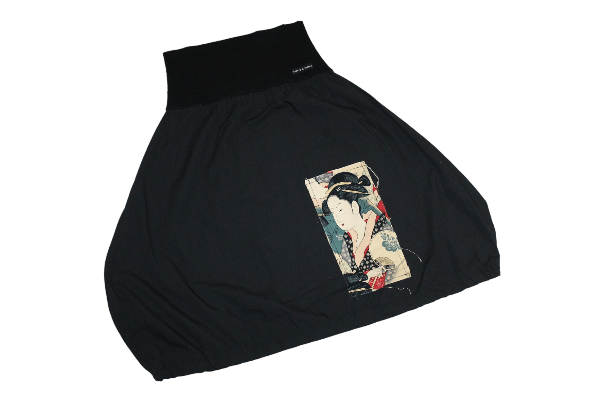 Valery Kristine design balloon cotton skirt with patches